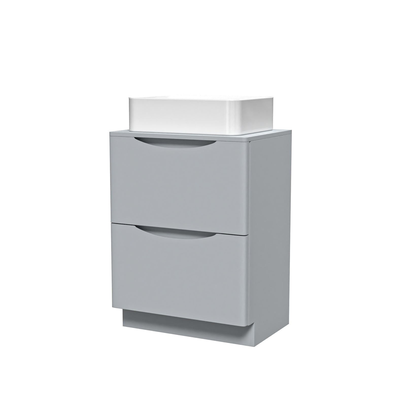 Merton 600mm Matte Grey Freestanding Vanity Unit With Square Bowl Basin