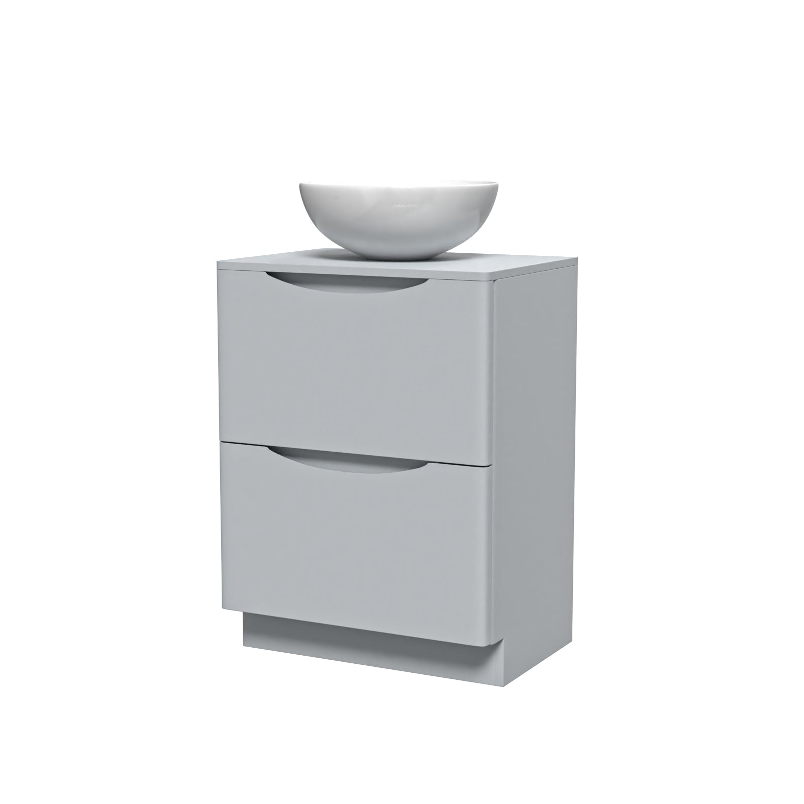 Merton 600mm Freestanding Matte Grey Vanity Unit Round Basin Bowl