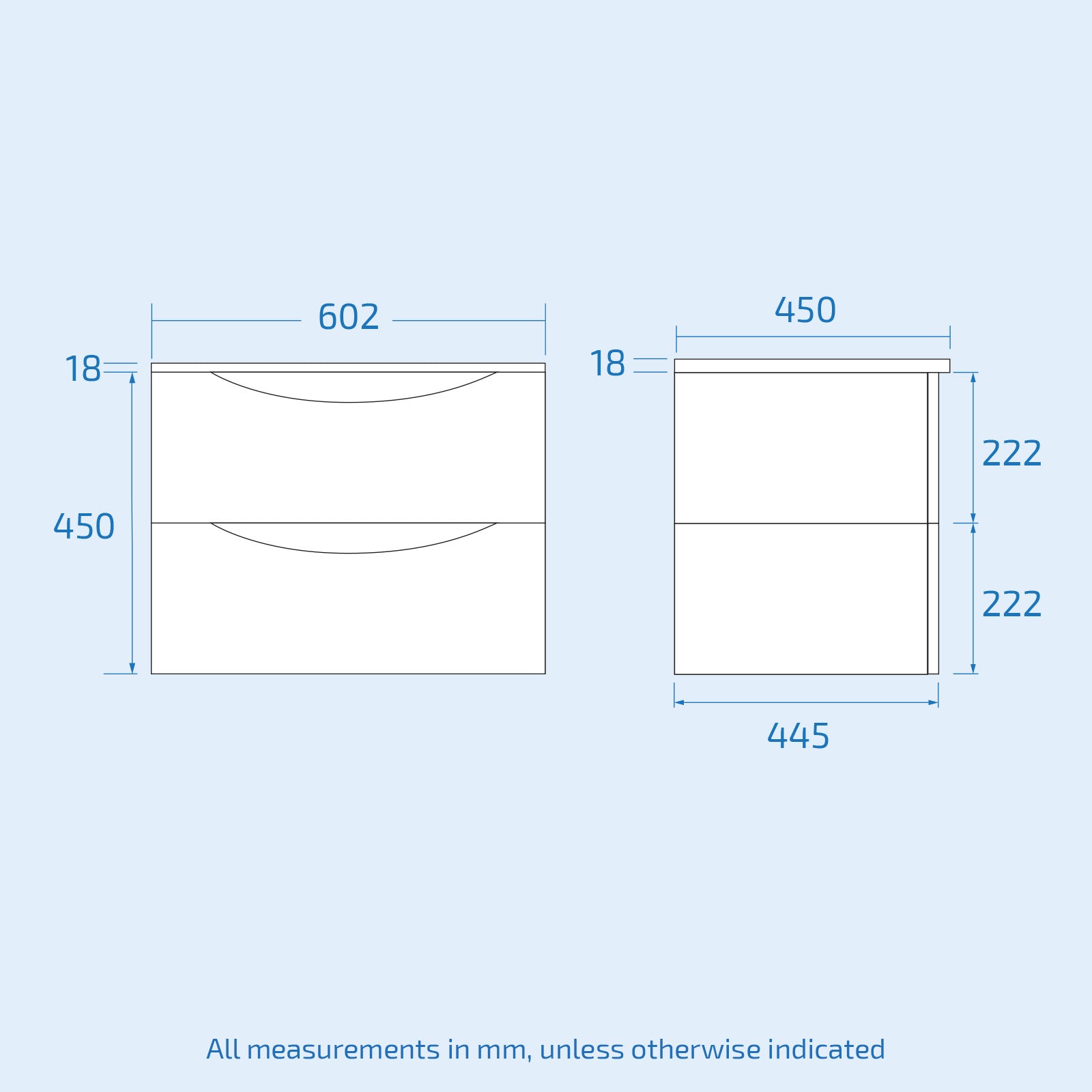 Merton White 600mm Bathroom Wall Hung Vanity With Worktop