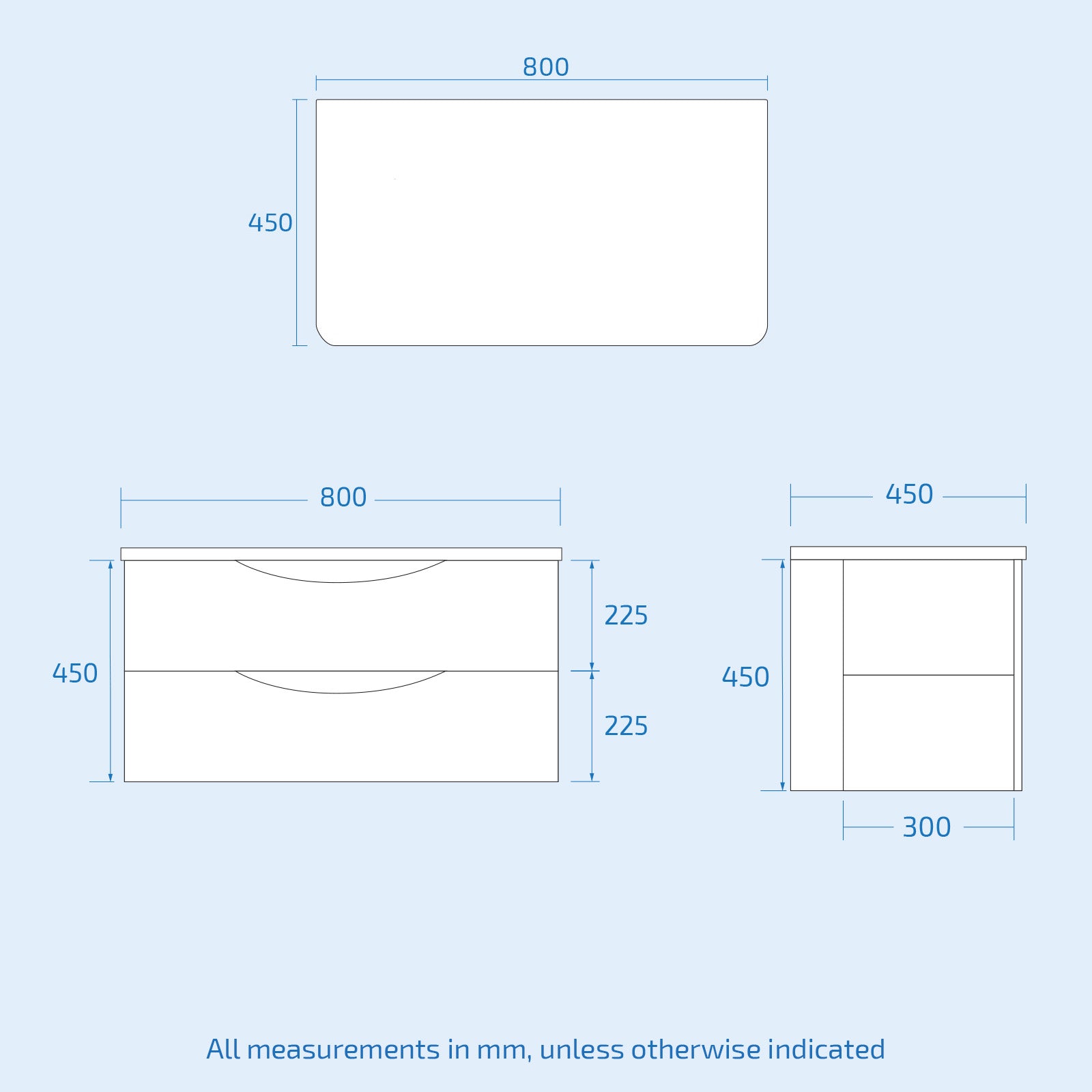 Merton White 800mm Bathroom Wall Hung Vanity With Worktop