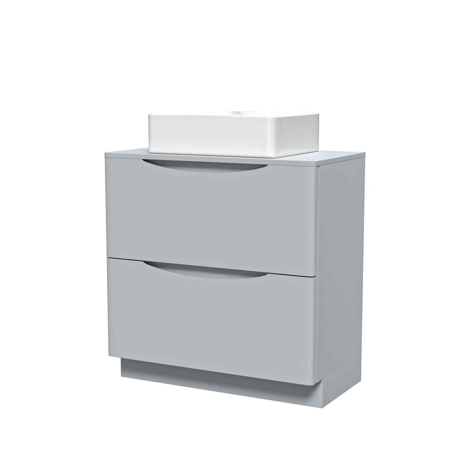 Merton 800mm Matte Grey Bathroom Vanity Unit, Worktop With Square Bowl Basin