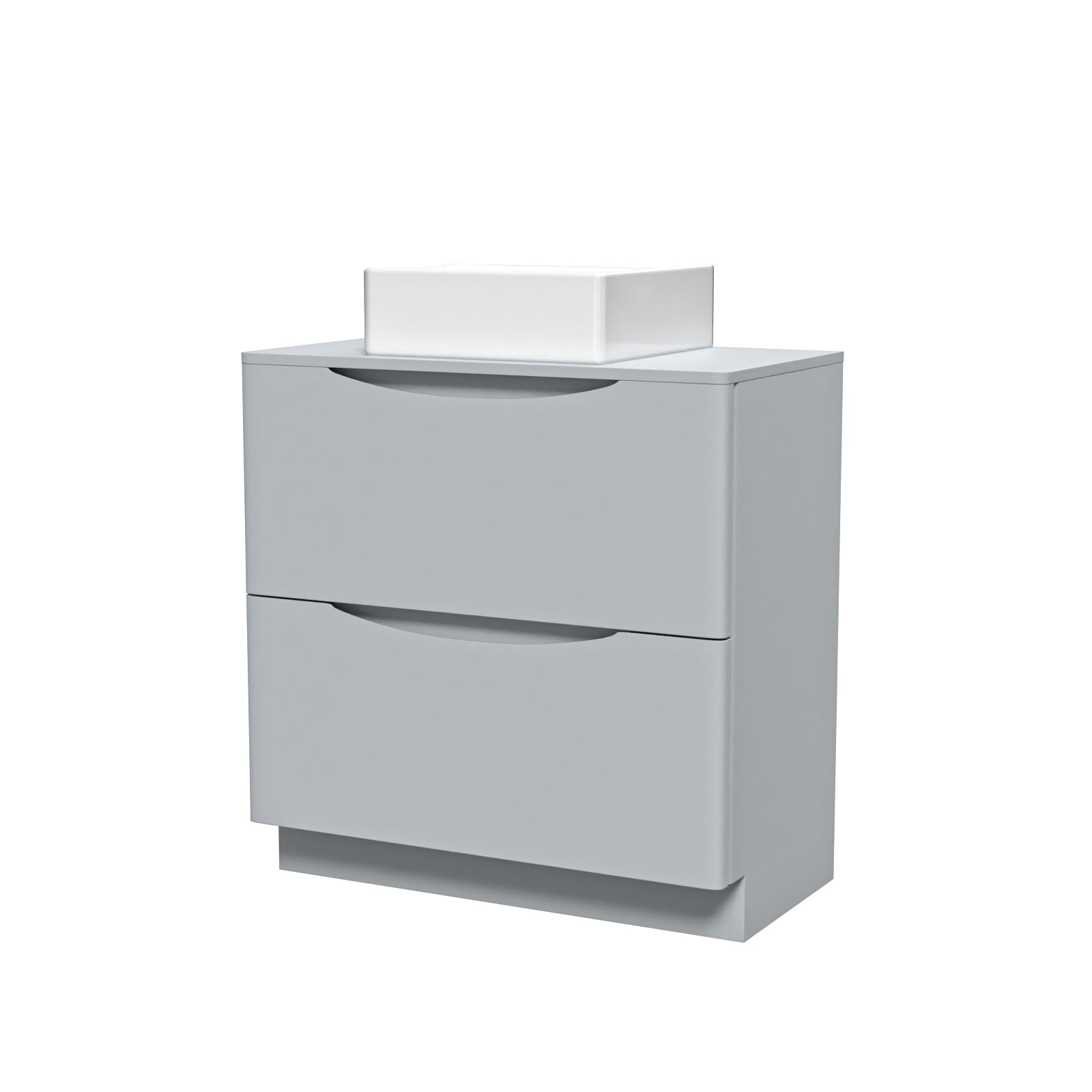 Merton 800mm Matte Grey Bathroom 2 Drawers Vanity & Worktop With Square Basin