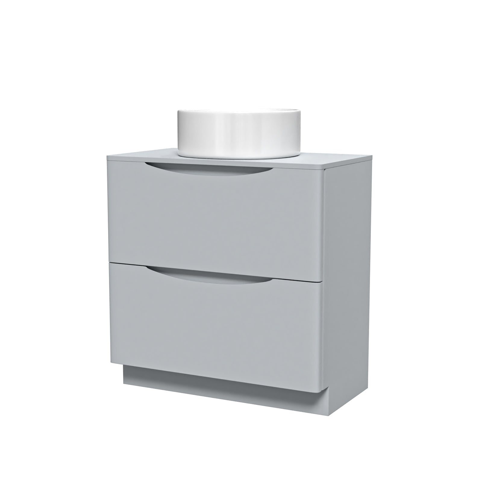 Merton 800mm Matte Grey Freestanding Drawers Vanity & Worktop With Round Basin