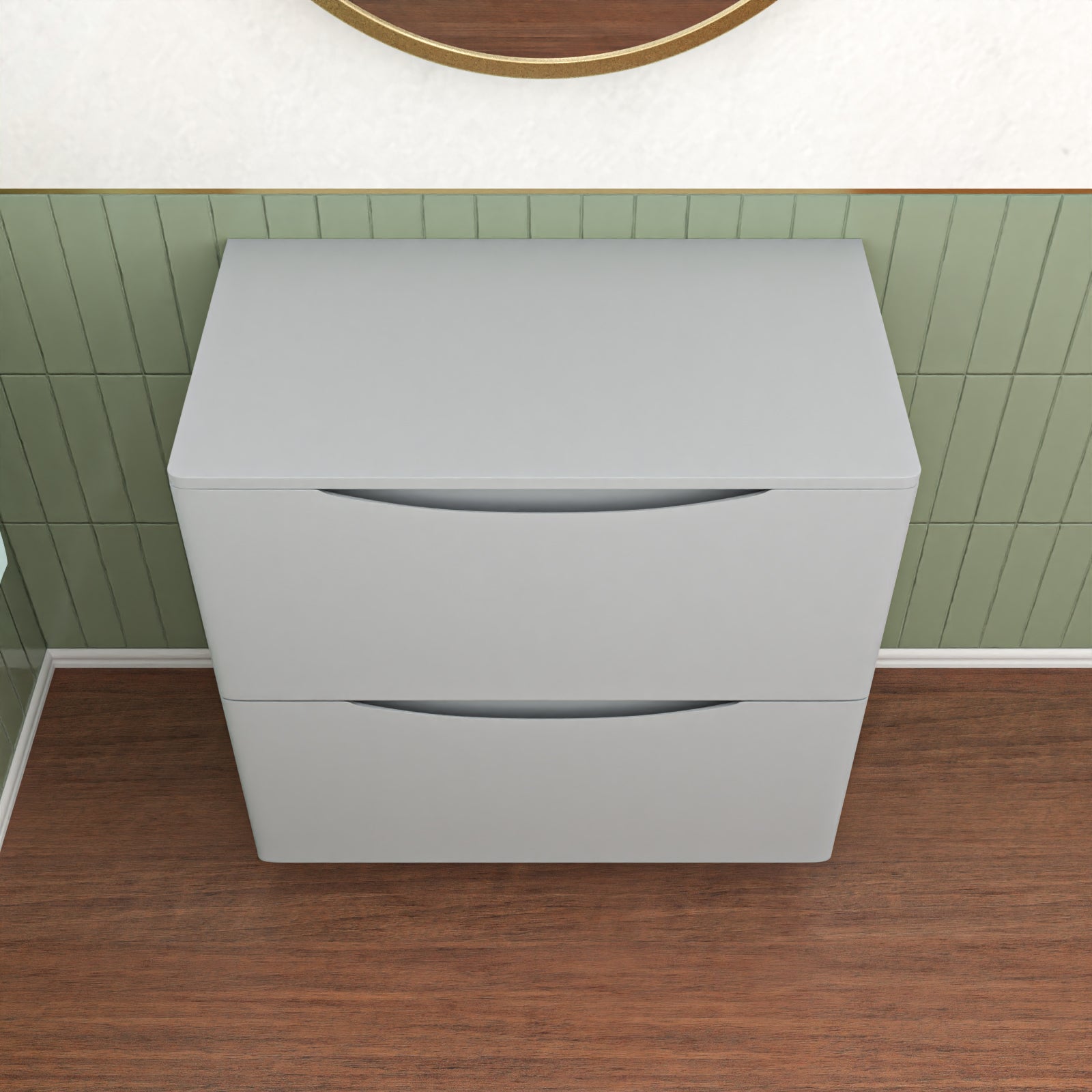 Matte Grey 800mm 2 Drawer Work Top Freestanding Vanity Unit