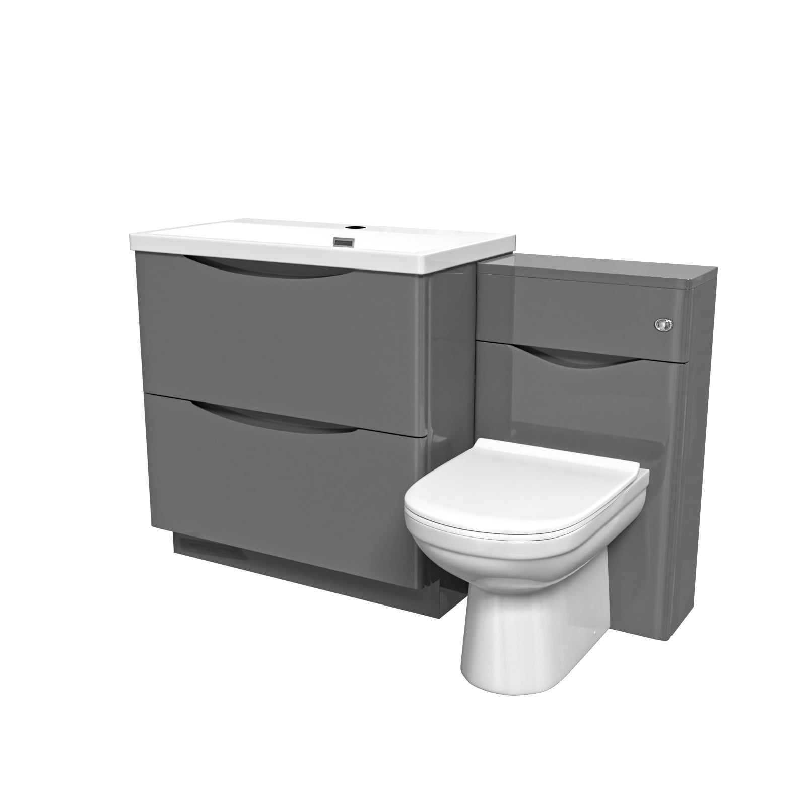 Bathroom vanity unit with sink and toilet