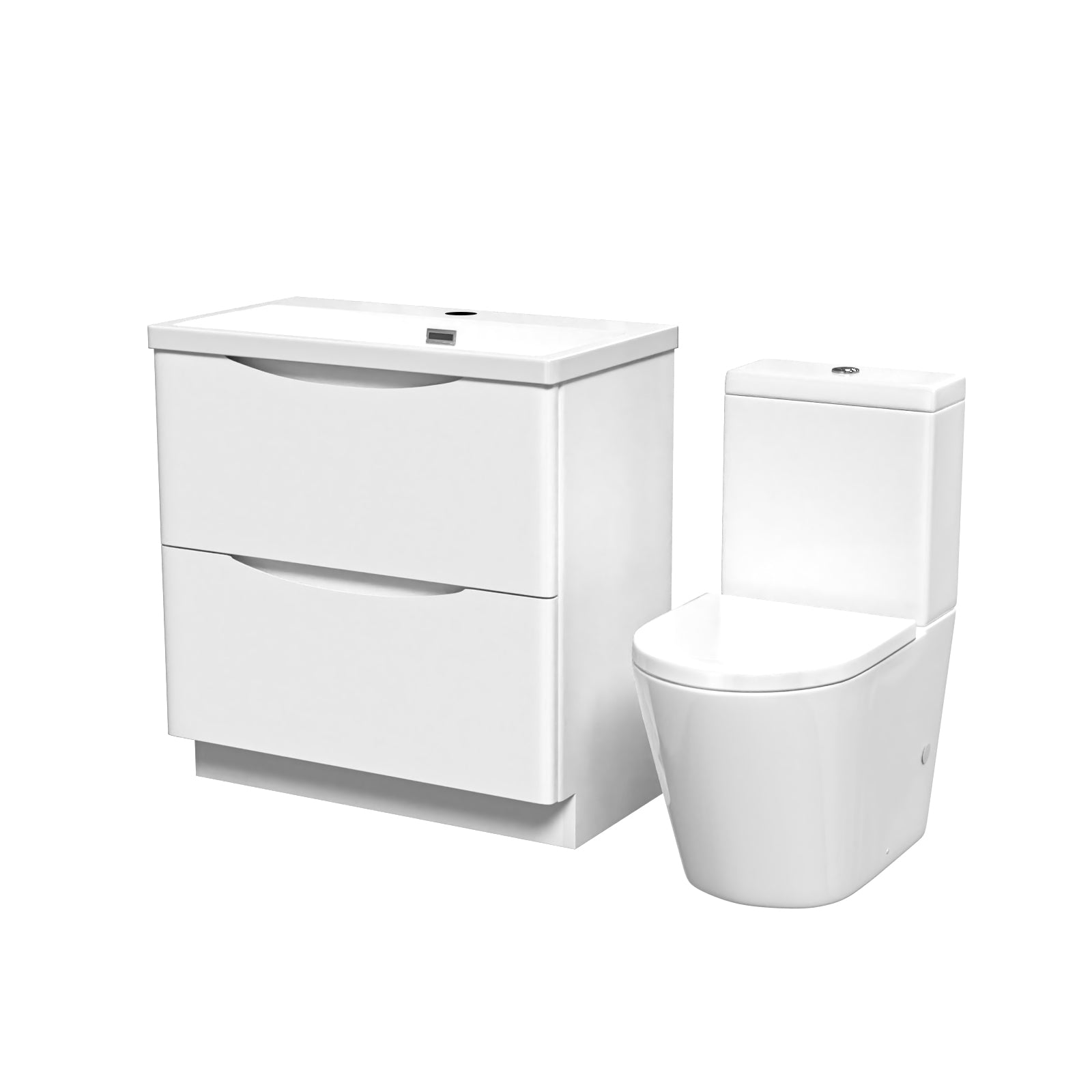 Merton White 800mm Basin Vanity Unit and Rimless Close Coupled Toilet