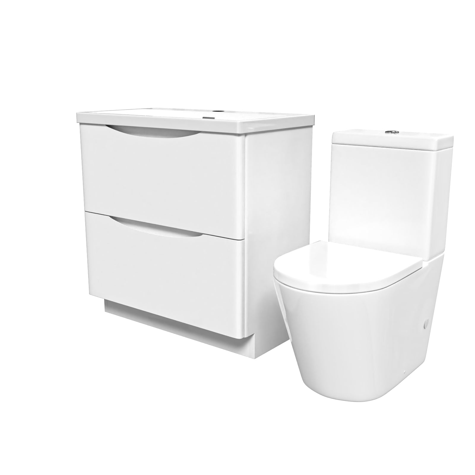 Merton White 800mm Basin Vanity Unit and Rimless Close Coupled Toilet