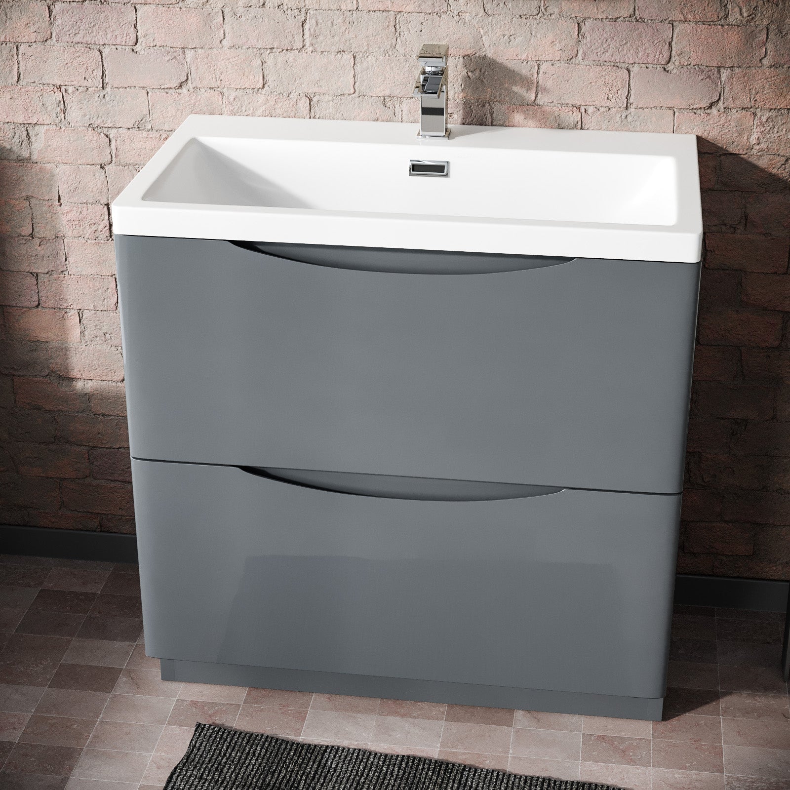 Merton Modern 800mm Grey Floorstanding Basin Vanity Unit