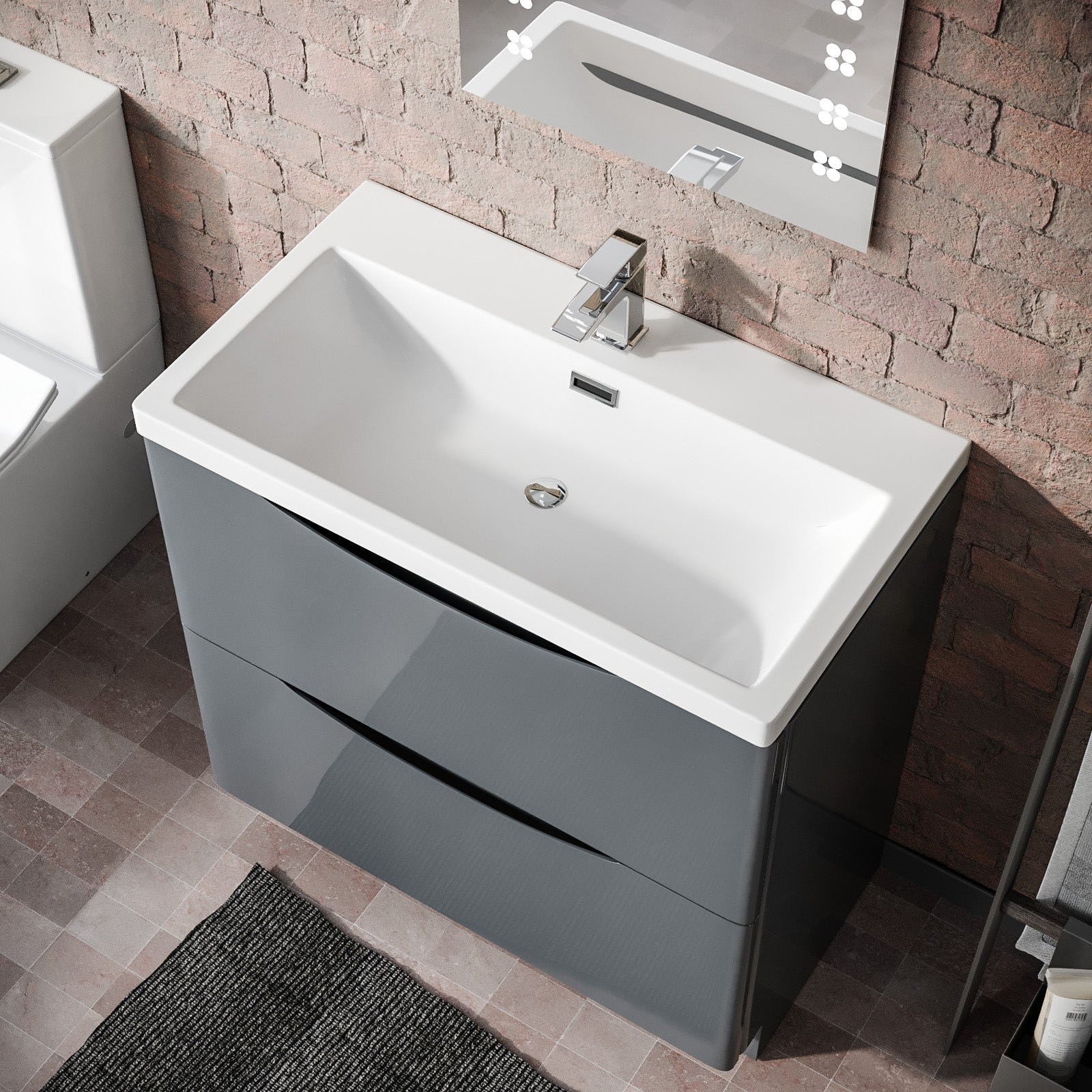 Merton Modern 800mm Grey Floorstanding Basin Vanity Unit