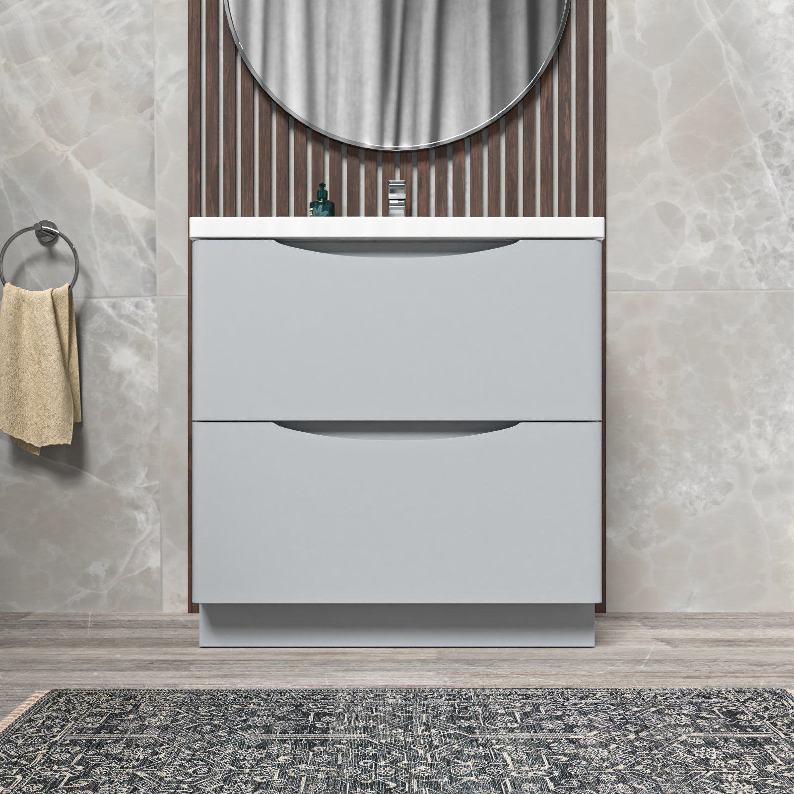 Merton Modern Matte Grey 800mm Floorstanding Basin Vanity Unit