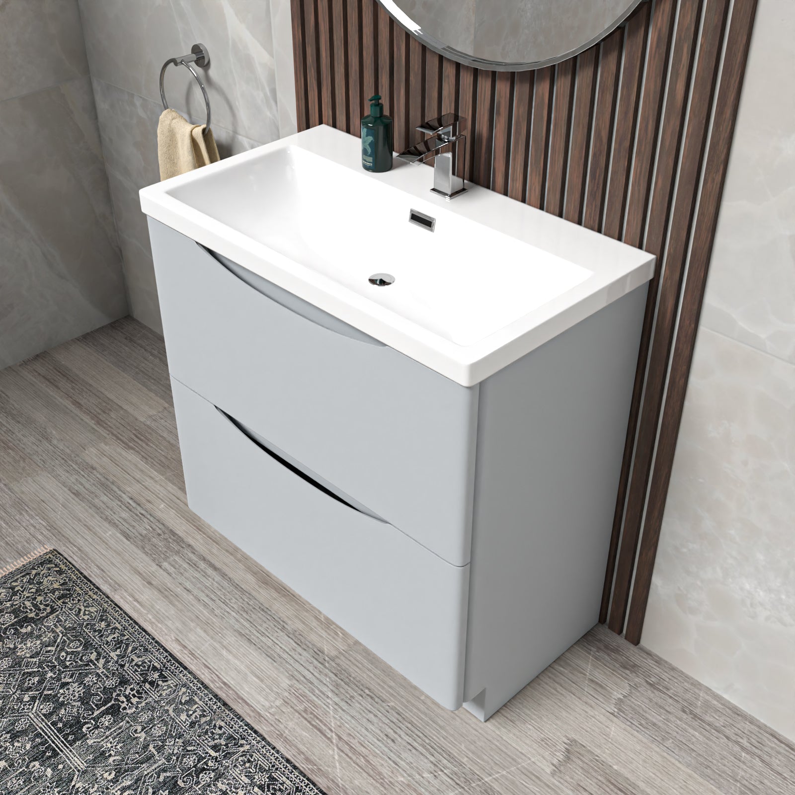 Merton Modern Matte Grey 800mm Floorstanding Basin Vanity Unit