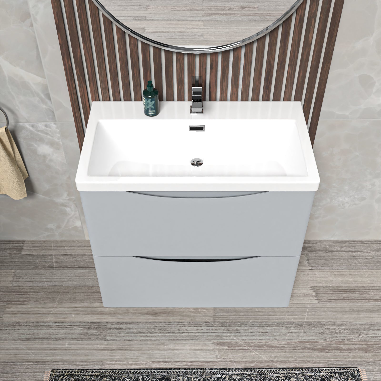 Merton Modern Matte Grey 800mm Floorstanding Basin Vanity Unit