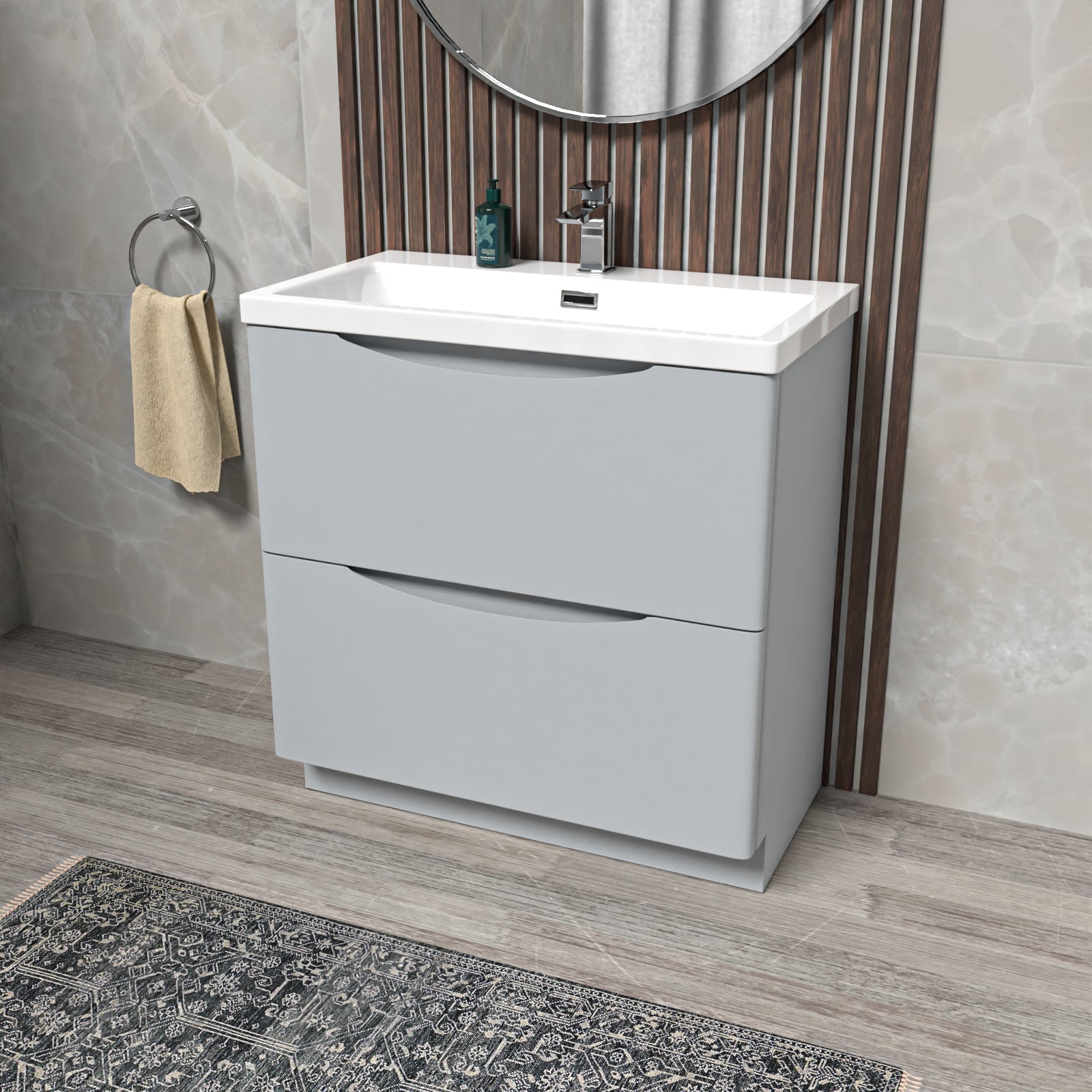 Merton Modern Matte Grey 800mm Floorstanding Basin Vanity Unit