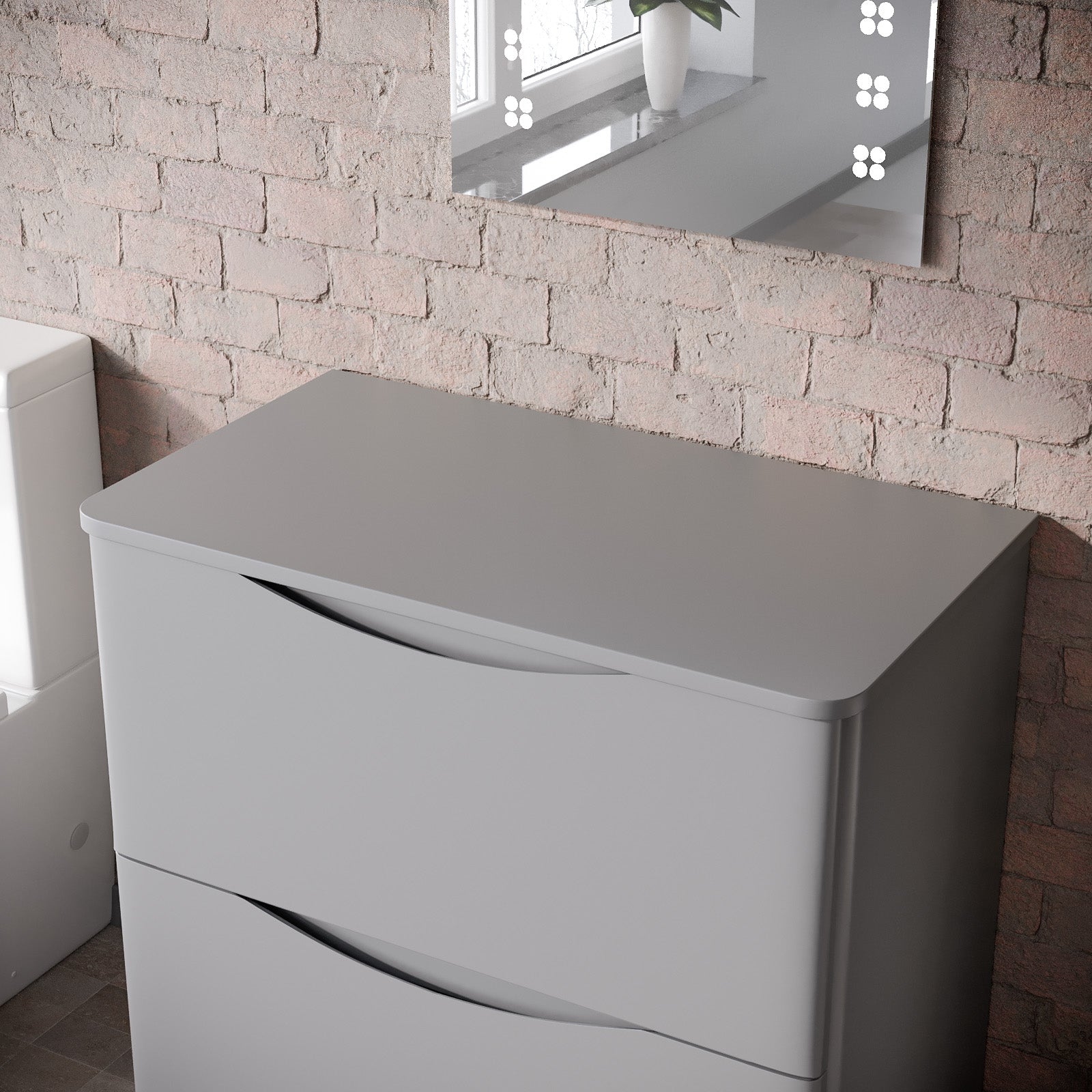 Merton 800mm Matte Grey Round Corner MDF Bathroom Worktop For Vanity Cabinet