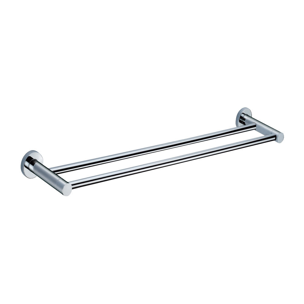 Wall Mounted Round Double Towel Bar Chrome