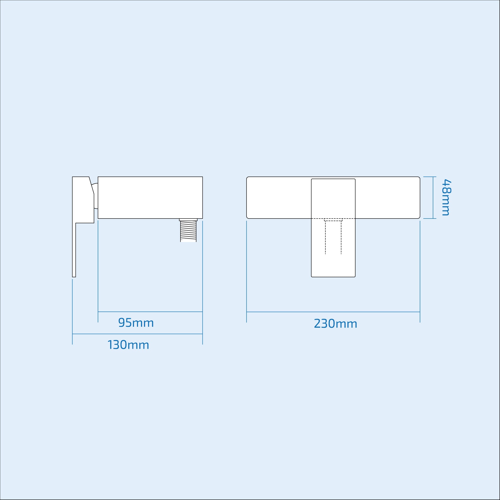 Cool Touch Thermostatic Square Chrome Wall Mounted Exposed Shower Mixer Valve