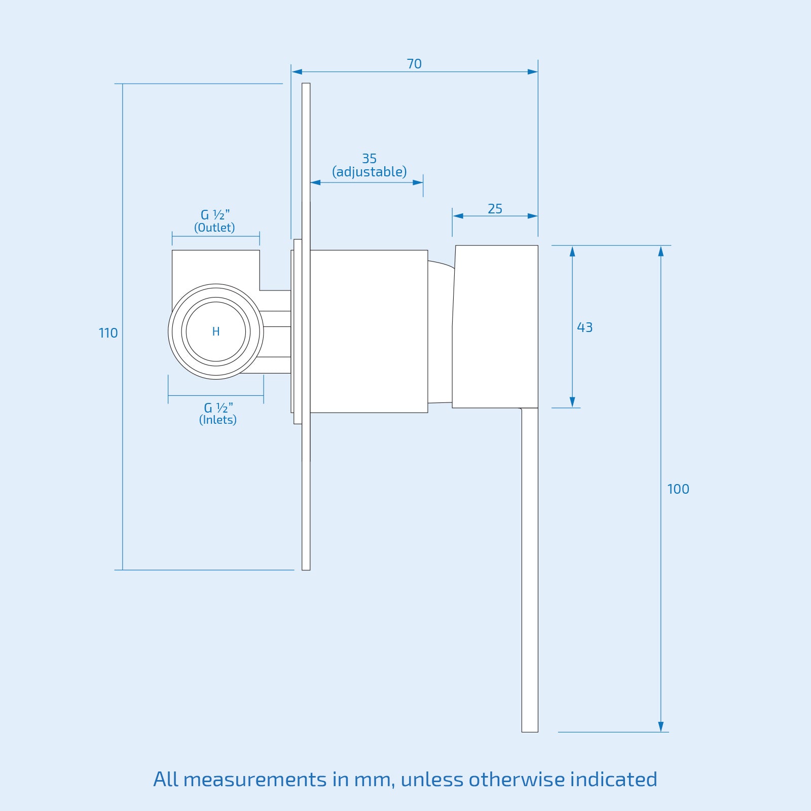 Wall Mounted Concealed Mixer Valve