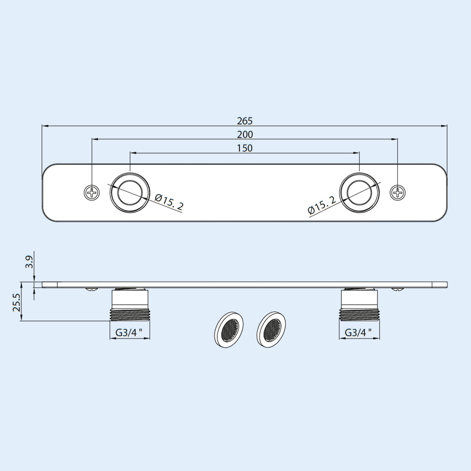 Brushed Brass Wall Easy Fixing Plate Kit for Bar Shower Valves