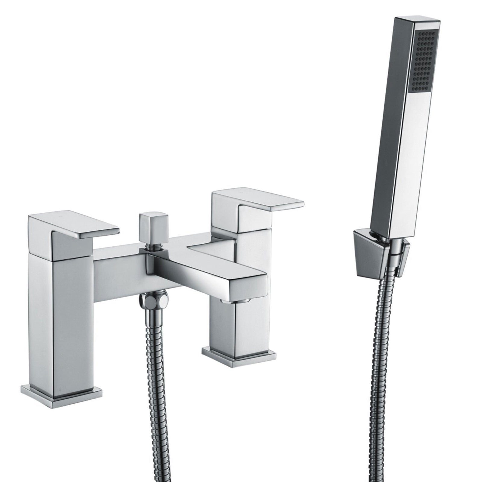 Brayton Contemporary Square Bath Shower Mixer And Basin Mono Mixer Tap Set