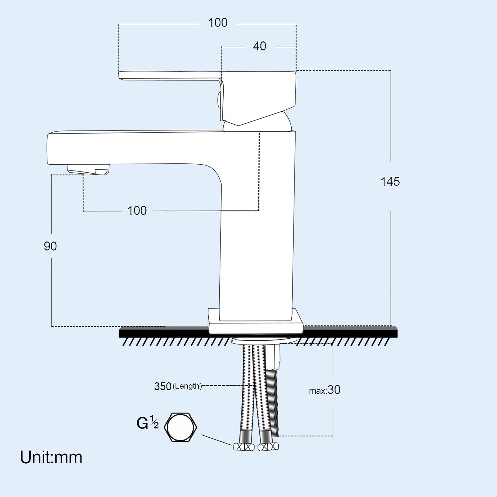 Brayton Contemporary Square Bath Shower Mixer And Basin Mono Mixer Tap Set