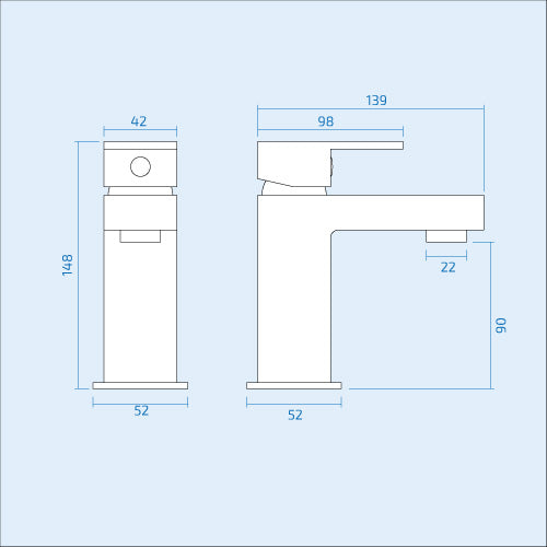 Echo Square Basin Mono Mixer Tap Chrome