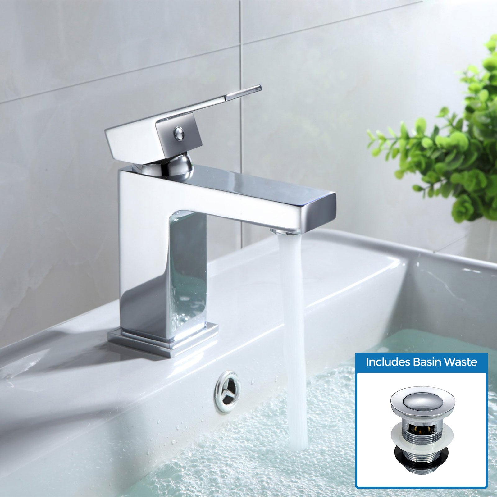 Echo Square Basin Mono Mixer Tap Chrome