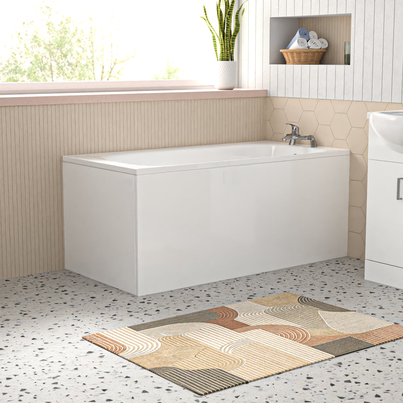 Bathroom Suite 1400mm Square Bathtub With Vanity and Toilet With Taps Set