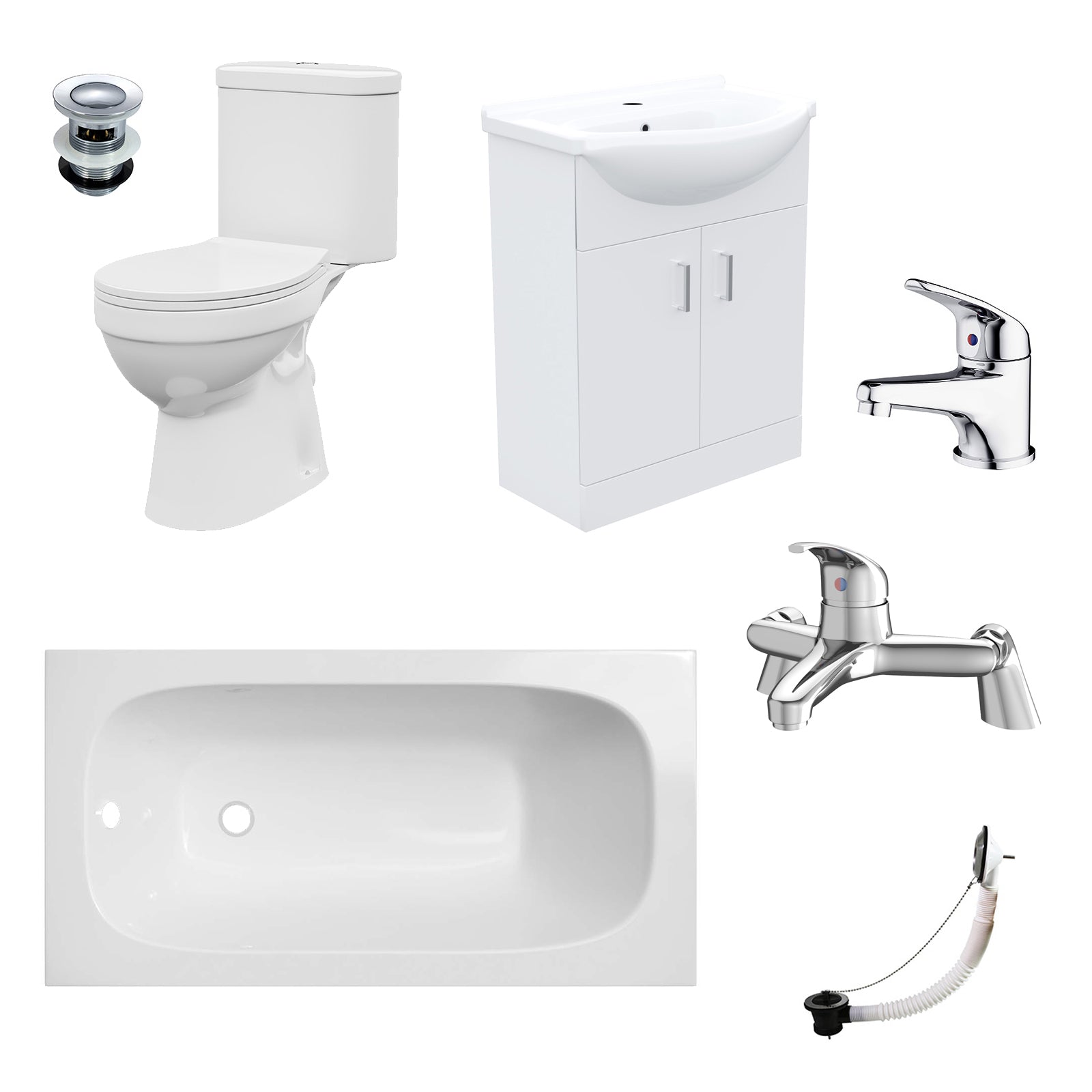 Bathroom Suite 1400mm Bathtub With 550mm Vanity and Toilet With Bath Filler