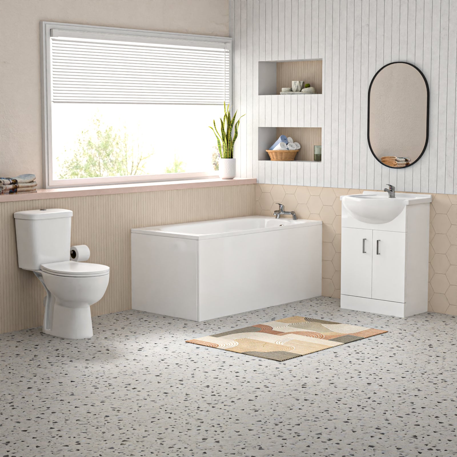 Bathroom Suite 1400mm Bathtub With 550mm Vanity and Toilet With Bath Filler
