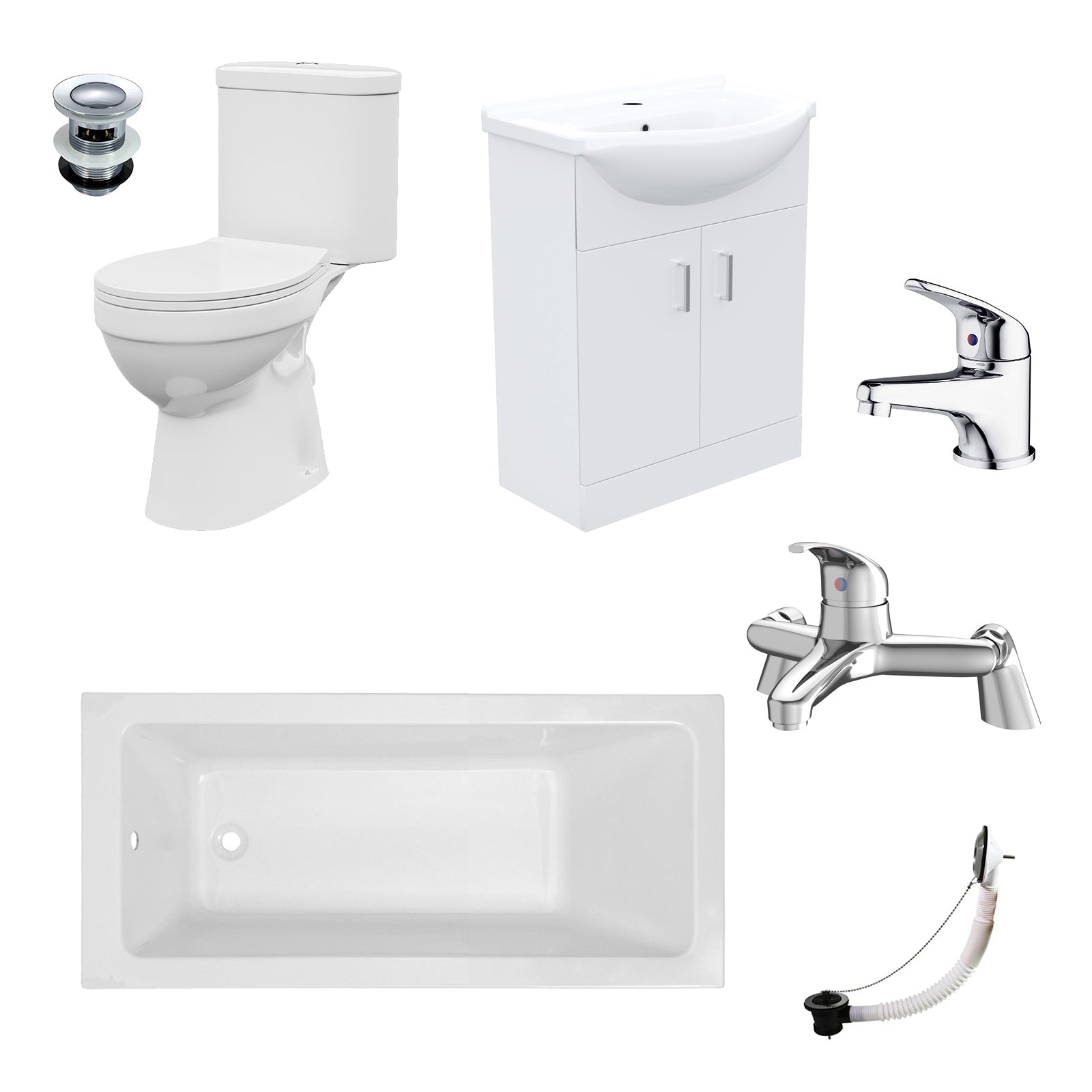 Bathroom Suite 1400mm Square Bathtub With Vanity and Toilet With Taps Set