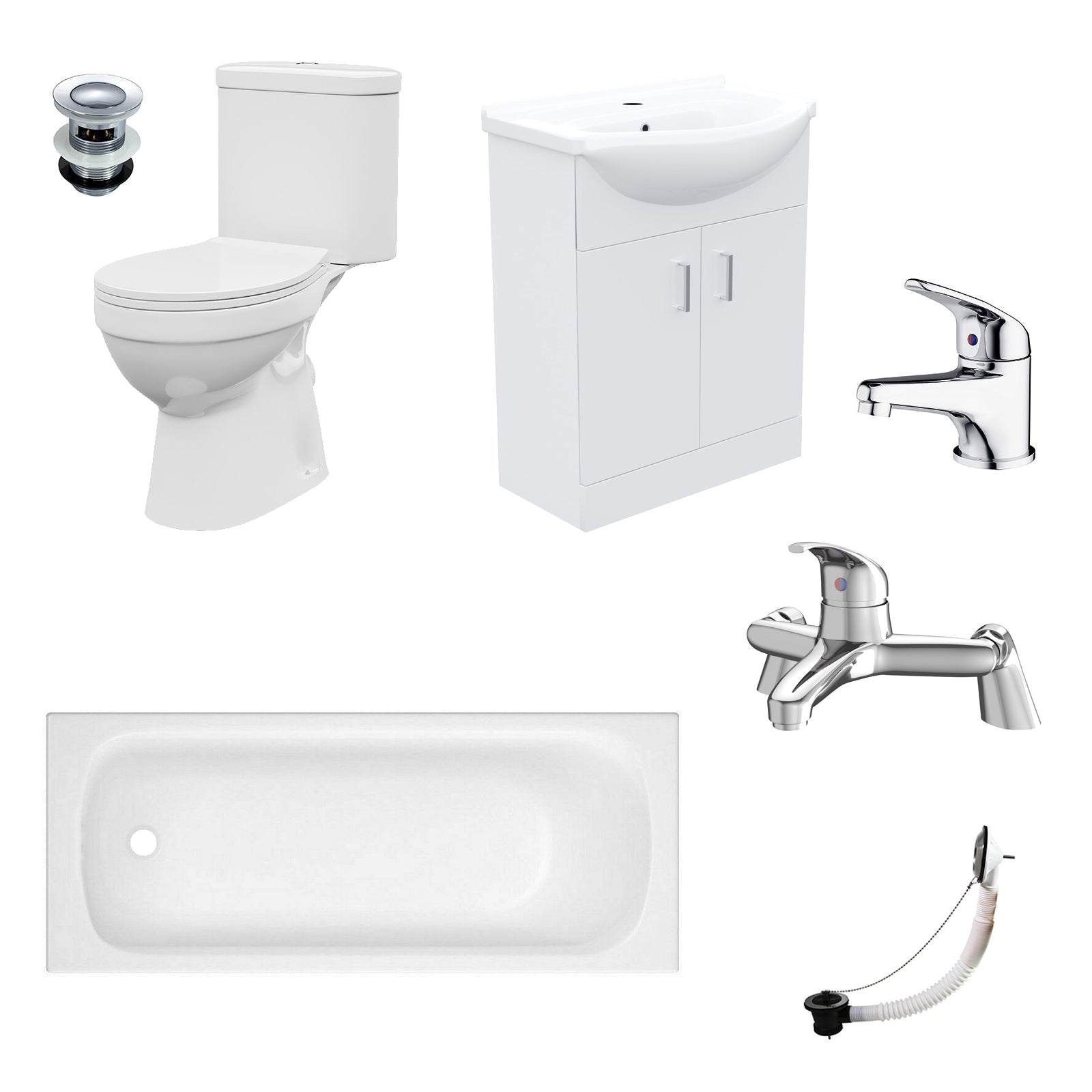 Bathroom Suite 1500mm Round Bathtub With Vanity and Toilet With Taps