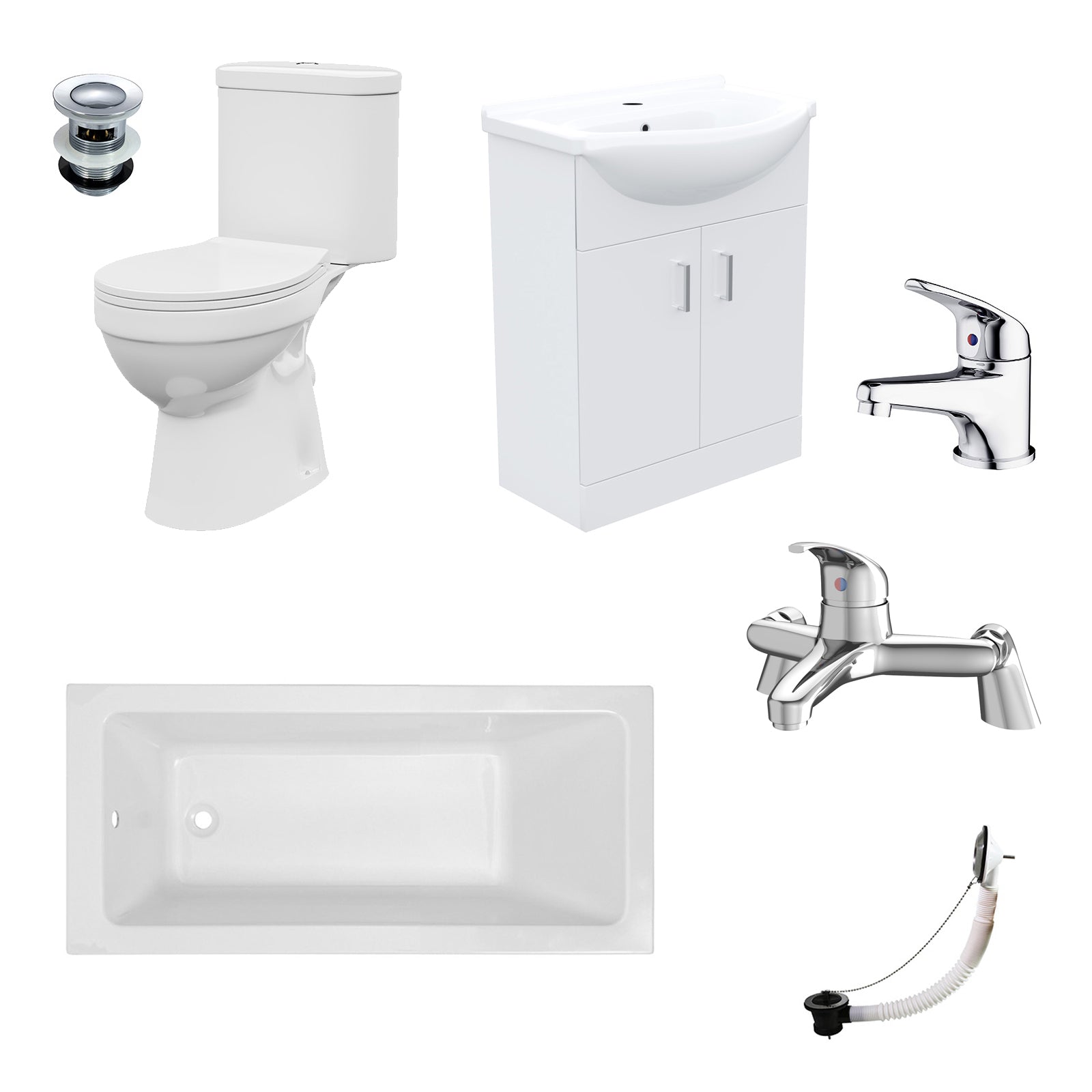 Bathroom Suite 1500mm Square Bathtub With Vanity and Toilet With Taps