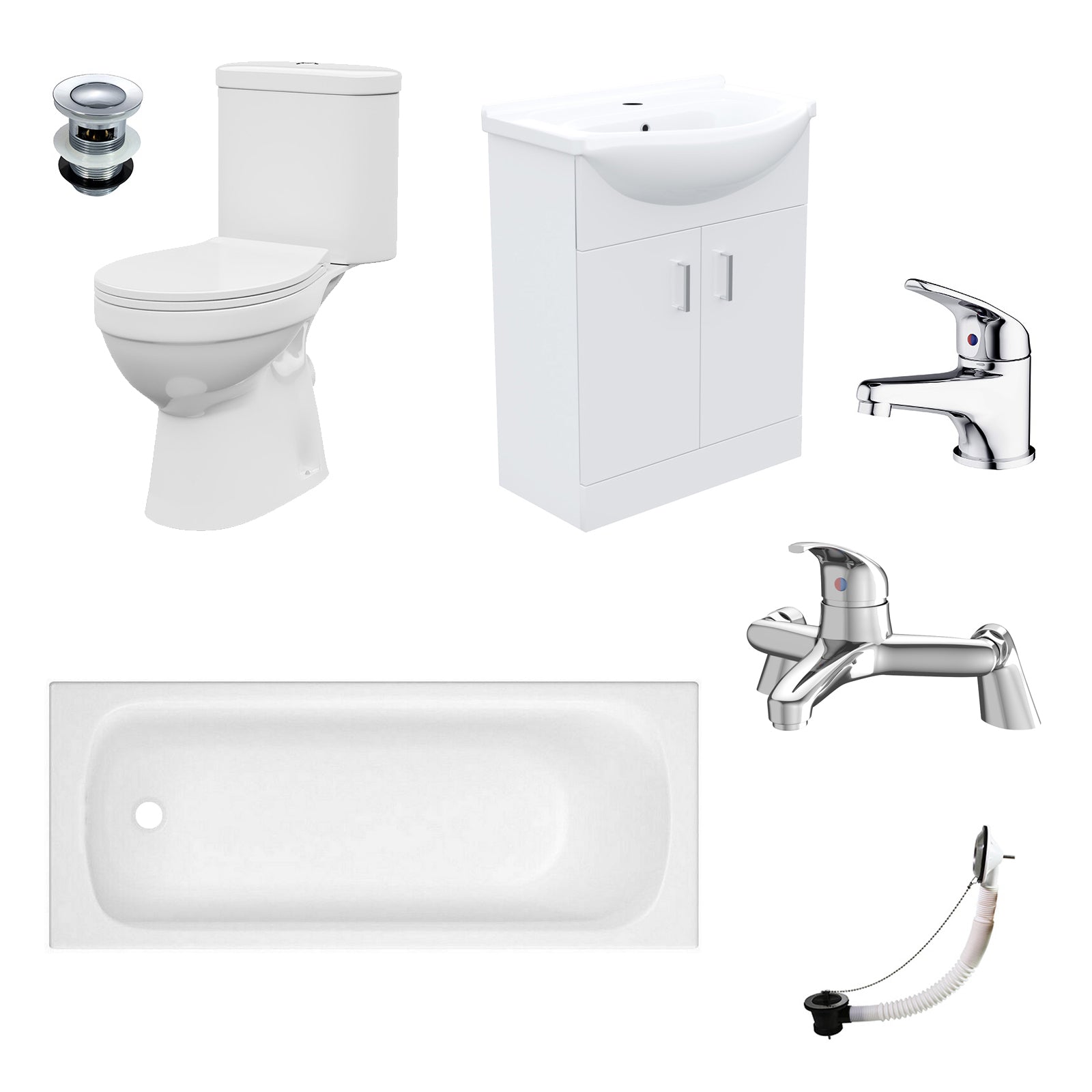 Bathroom Suite 1600mm Round Bathtub With Vanity and Toilet With Taps