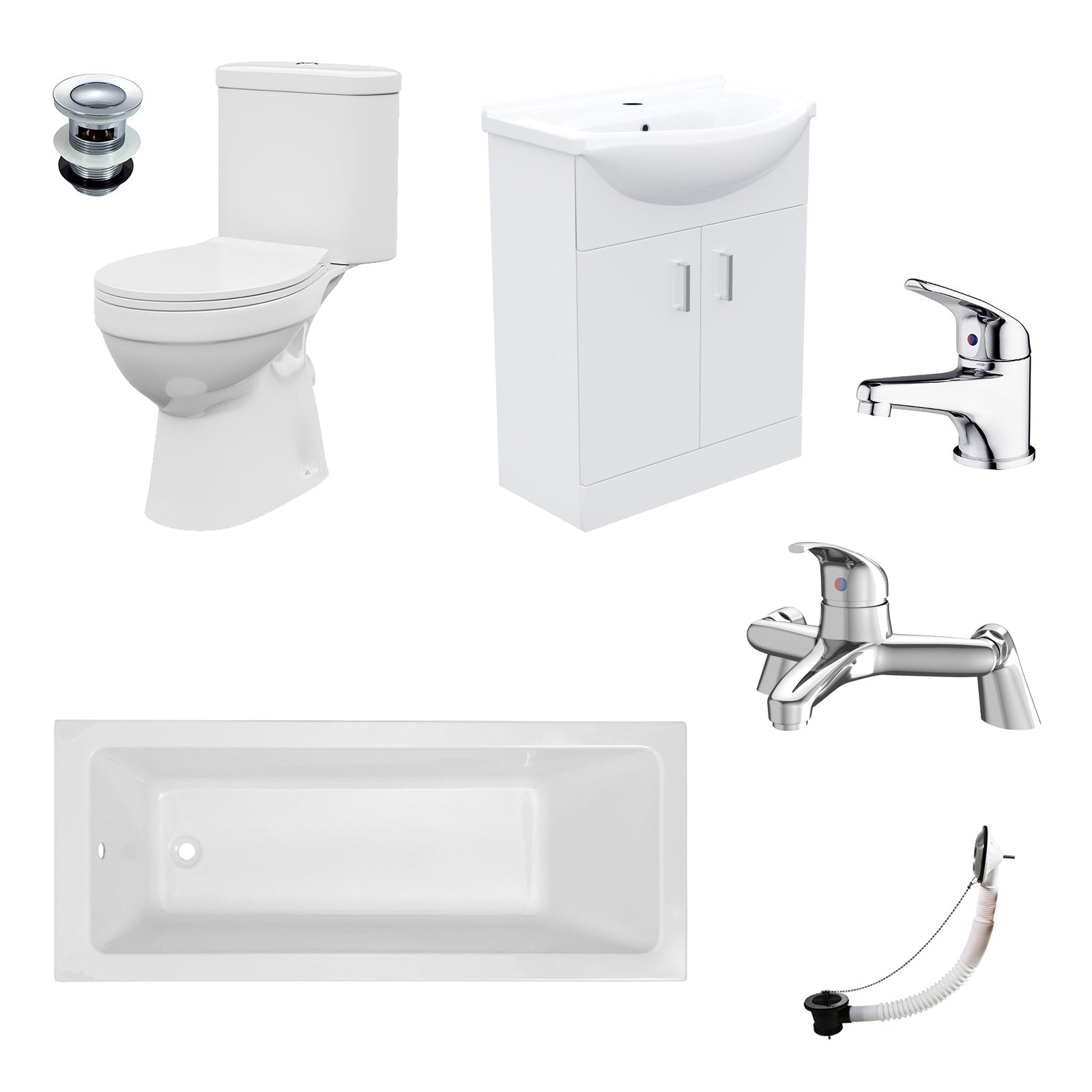 Bathroom Suite 1600mm Square Bathtub With Vanity and Toilet With Taps
