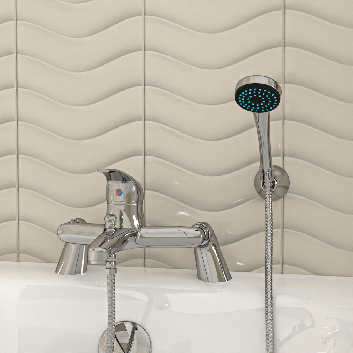 1700mm Round Bath With Vanity and Toilet, Bath Filler and Basin Mixer Tap