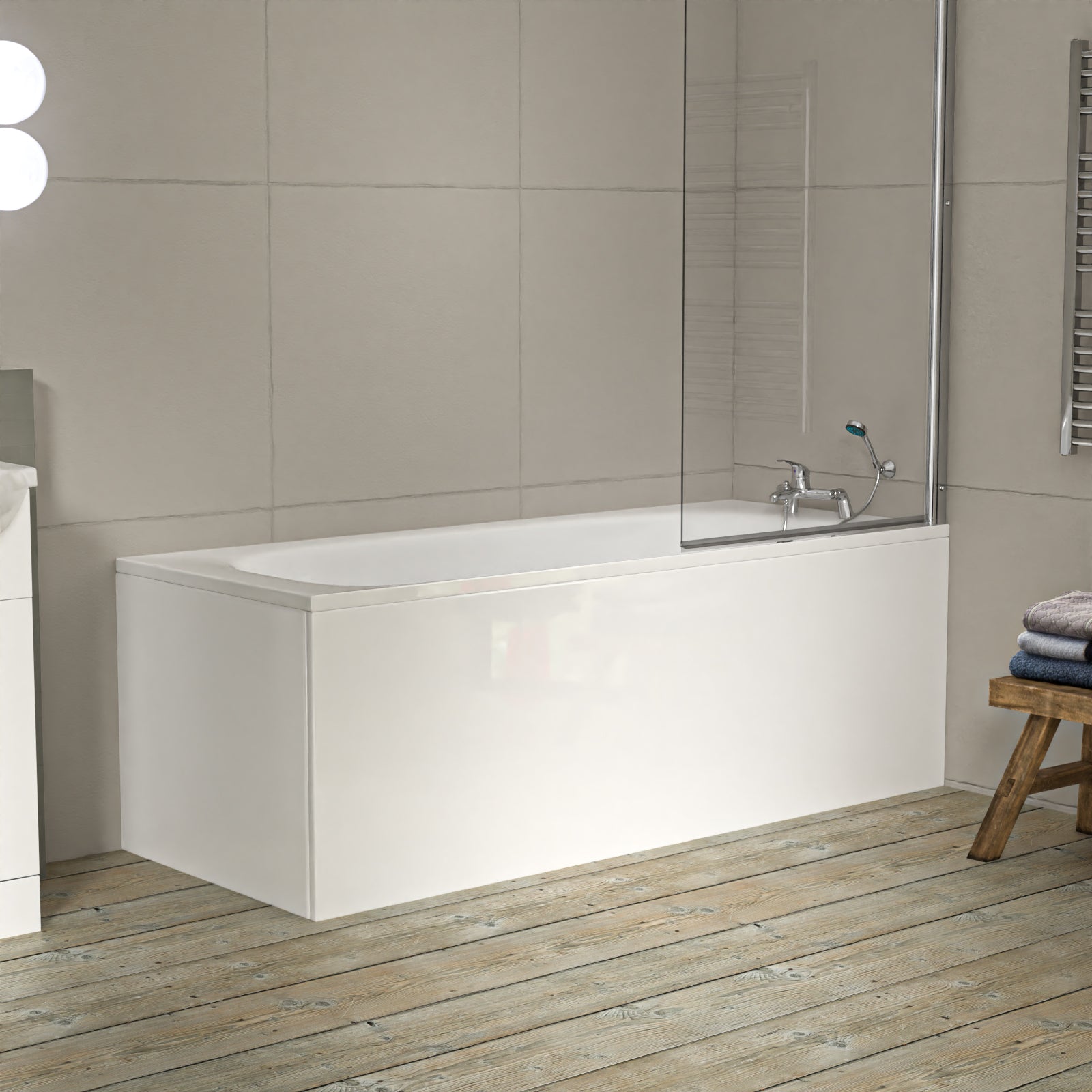 1700mm Round Bath With 550mm Vanity & Toilet, Bath Filler & Basin Mixer Tap