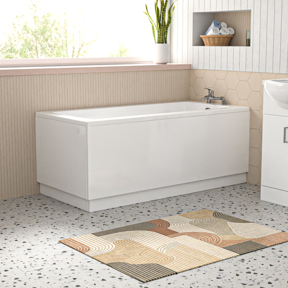 Bathroom Suite 1500mm Bathtub With Panel, Vanity and Toilet With Bath Filler