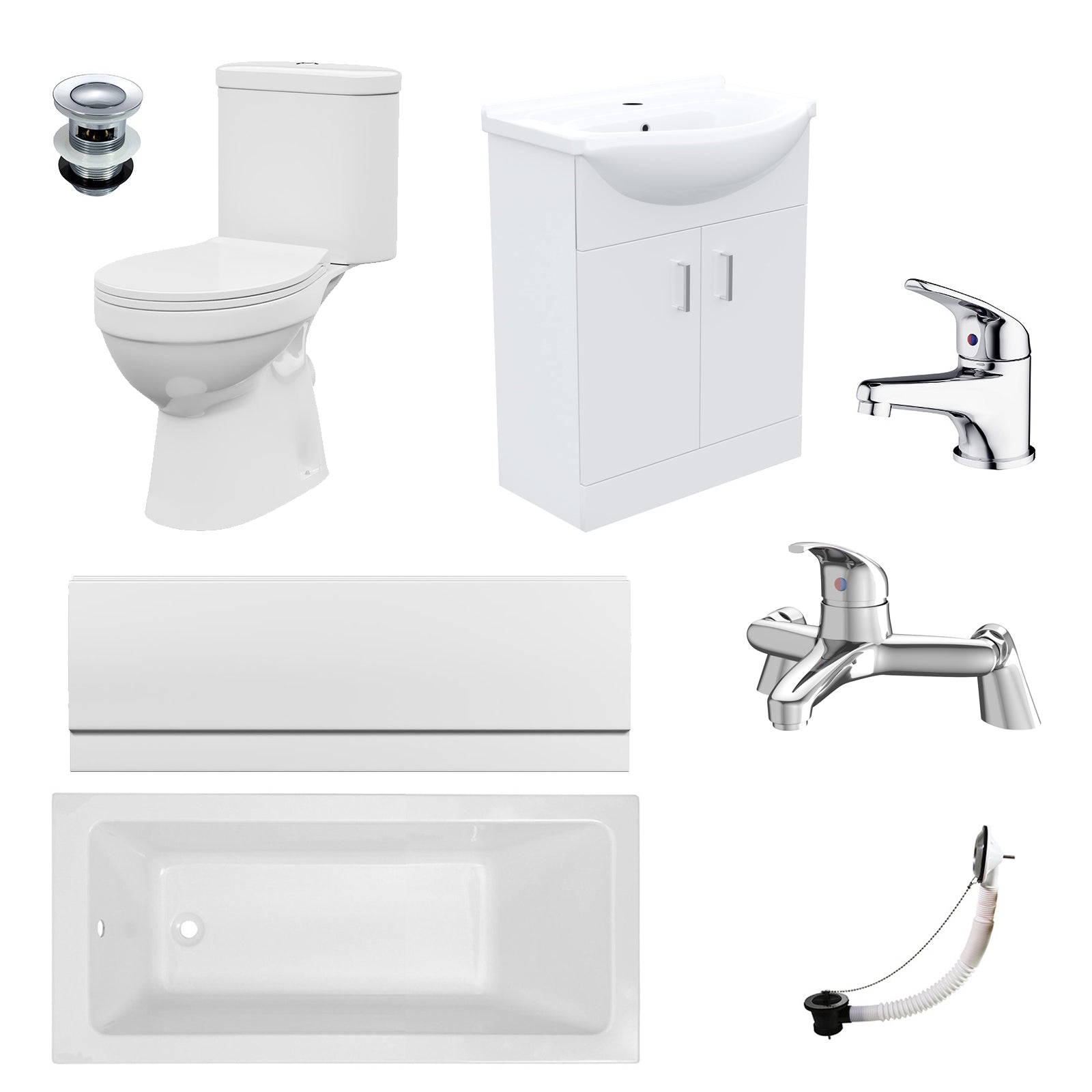 Bath Suite 1500mm Bathtub With Panel Vanity and Toilet With Bath Filler