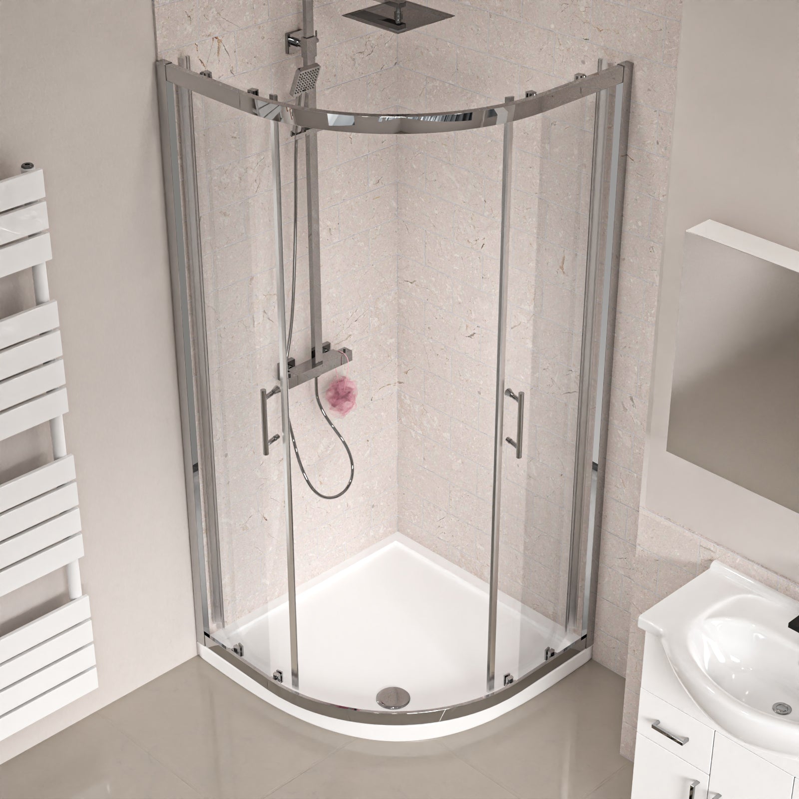 White 750mm Vanity 800mm Quadrant Shower Enclosure Toilet Tray Set