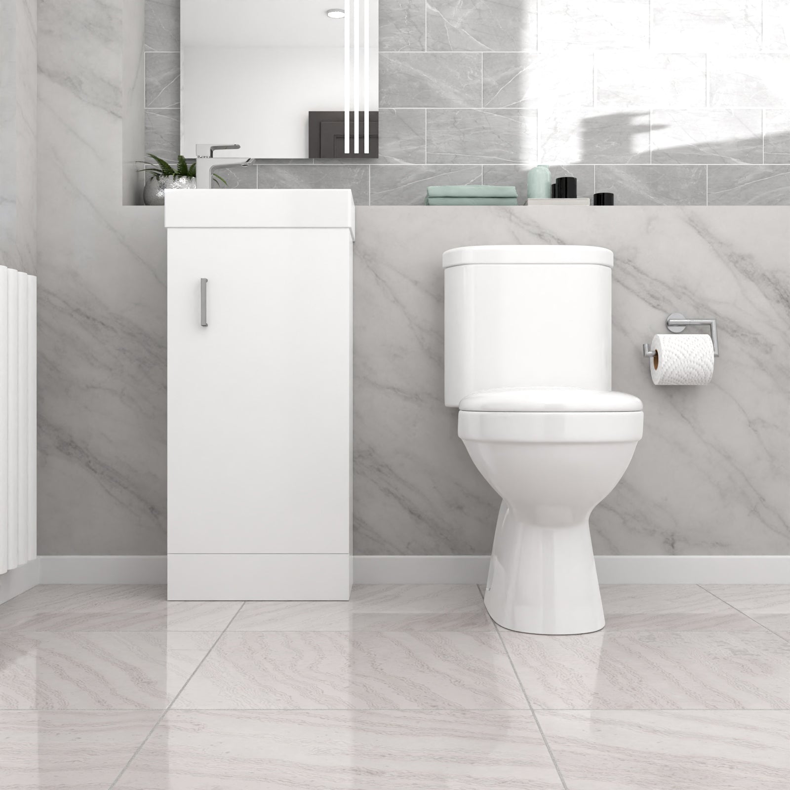 Nanuya White 400mm Basin Sink Vanity Unit and WC Toilet Set