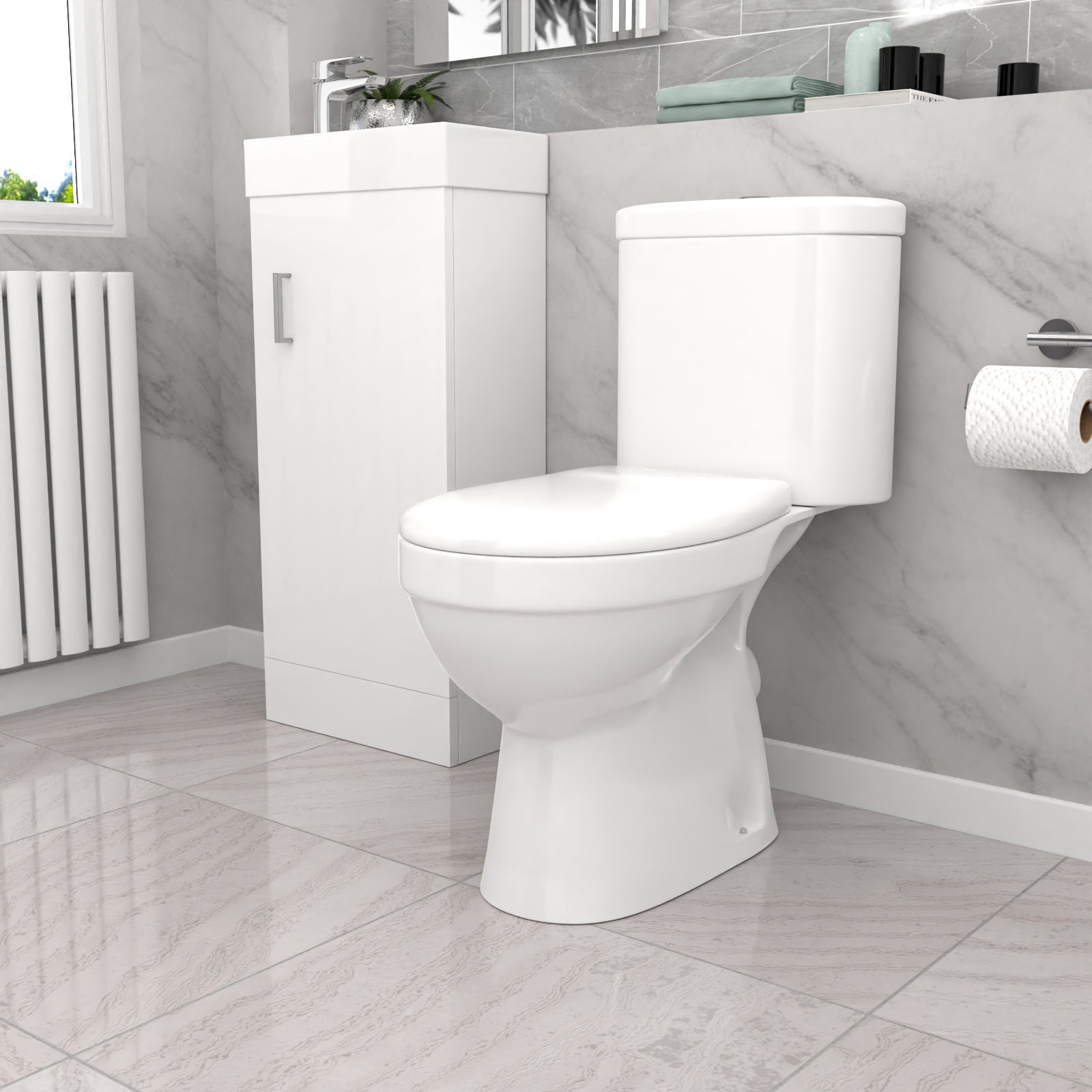 Nanuya White 400mm Basin Sink Vanity Unit and WC Toilet Set