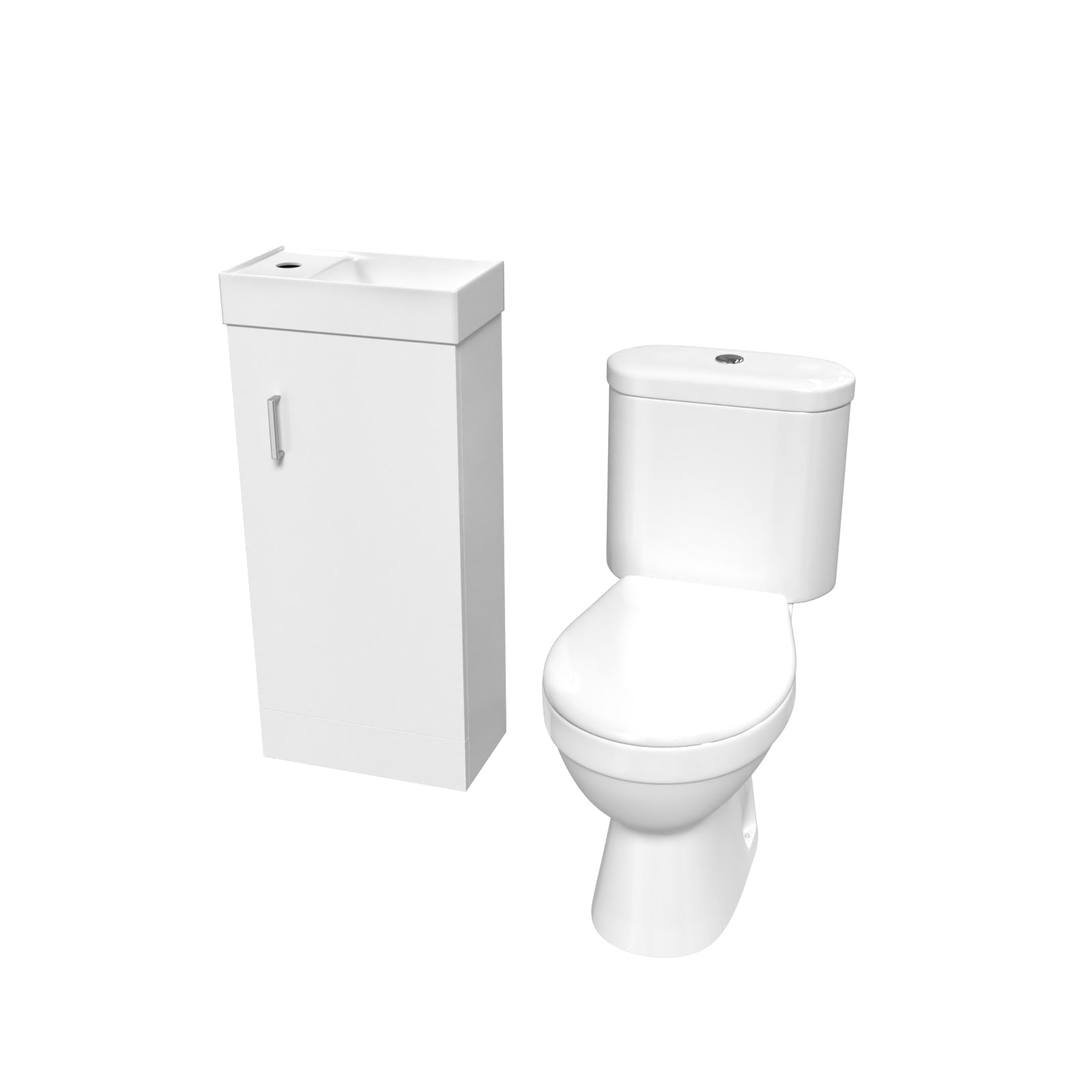 Nanuya White 400mm Basin Sink Vanity Unit and WC Toilet Set