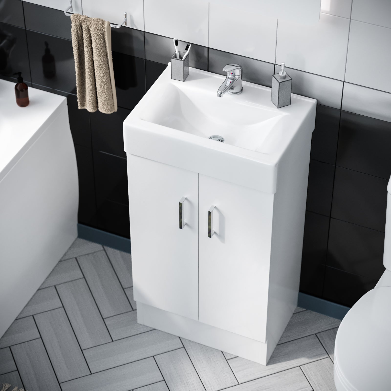 Nanuya 450mm Freestanding Basin Vanity Unit & Close Coupled Toilet Set