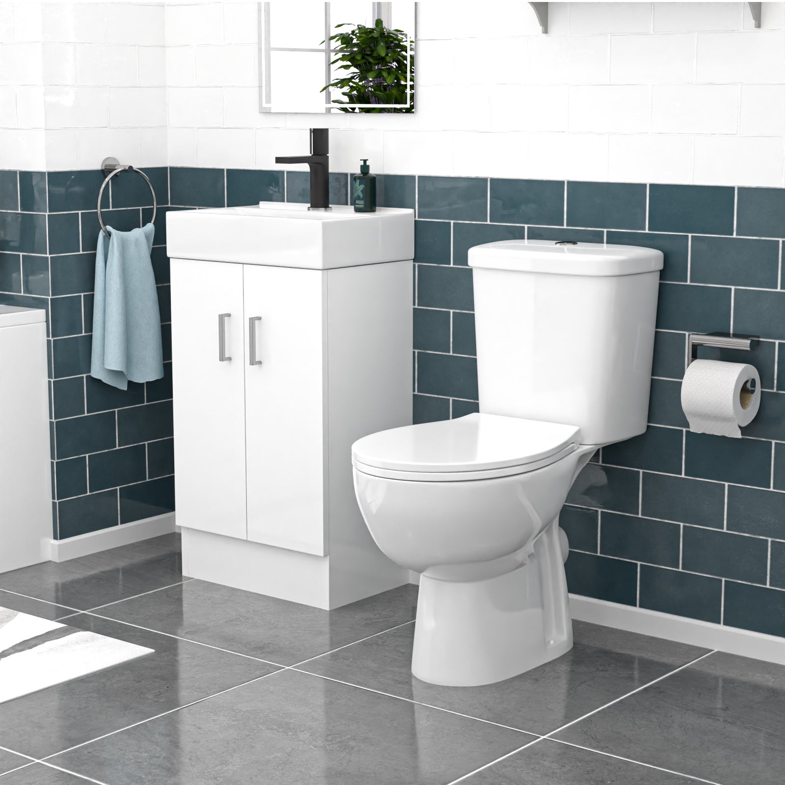 Nanuya 450mm Basin Vanity, Close Coupled Toilet Round Bath Front & End Panel