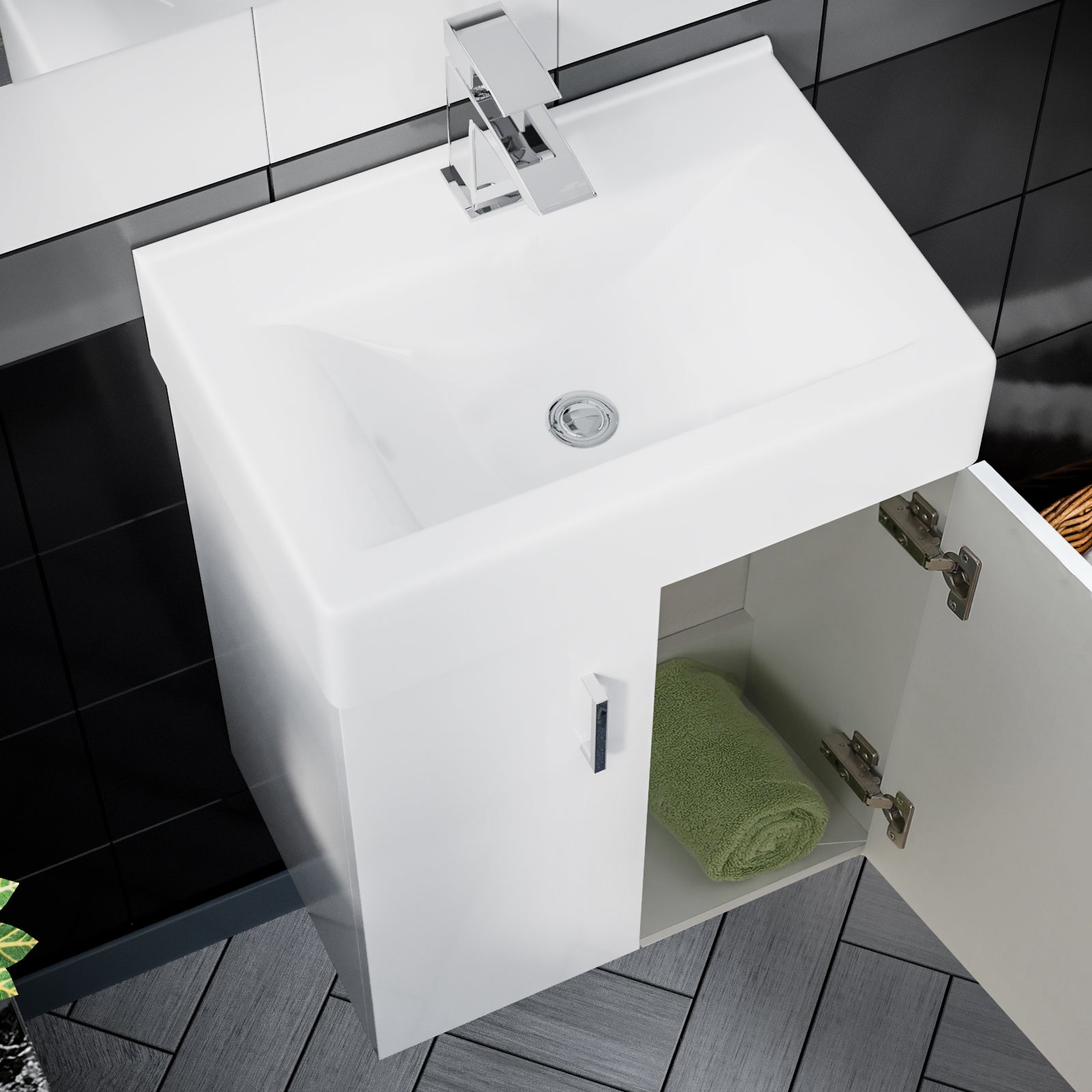 Nanuya Flat Pack 450mm Wall Hung Basin Vanity Unit & Close Coupled Toilet Set