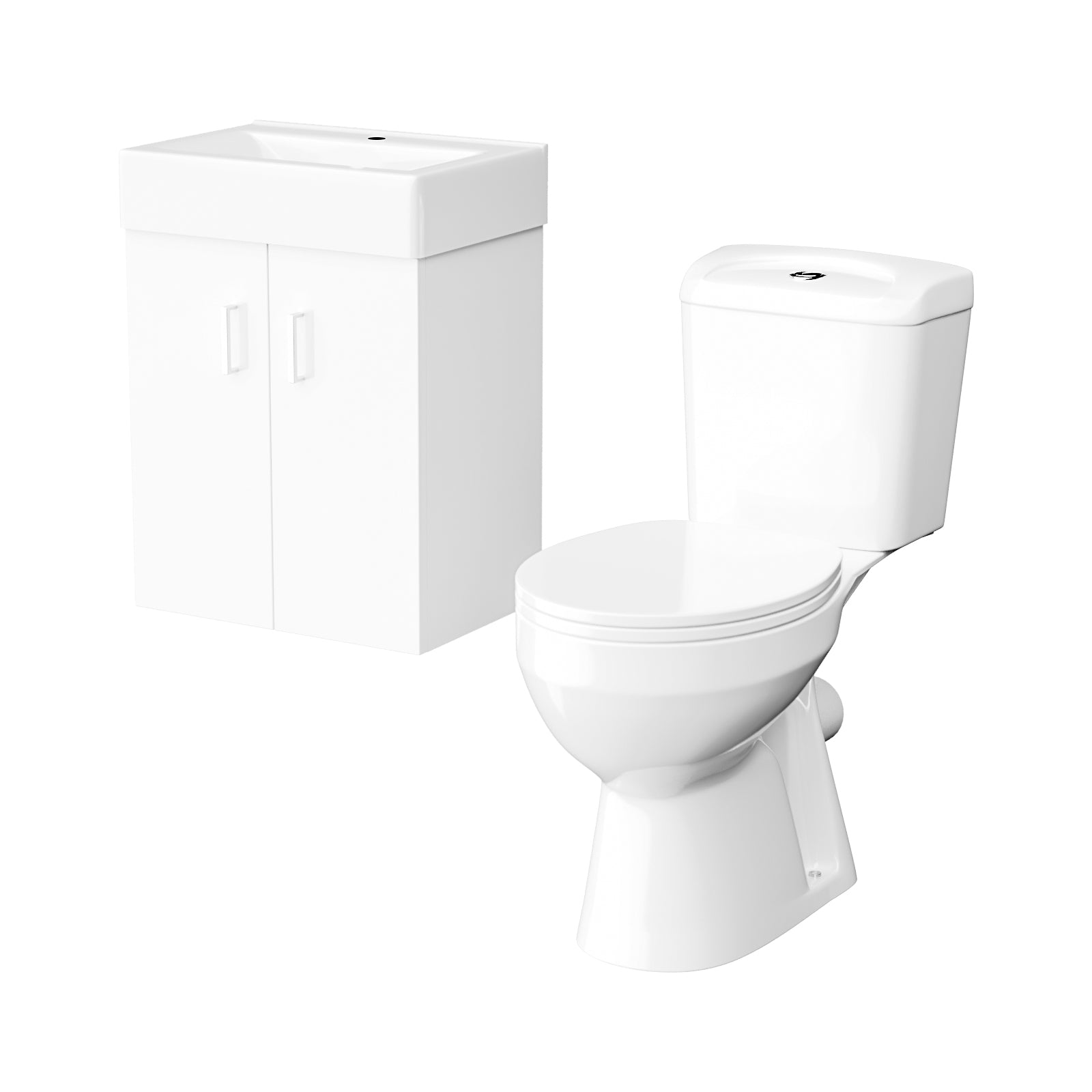 Nanuya Flat Pack 450mm Wall Hung Basin Vanity Unit & Close Coupled Toilet Set