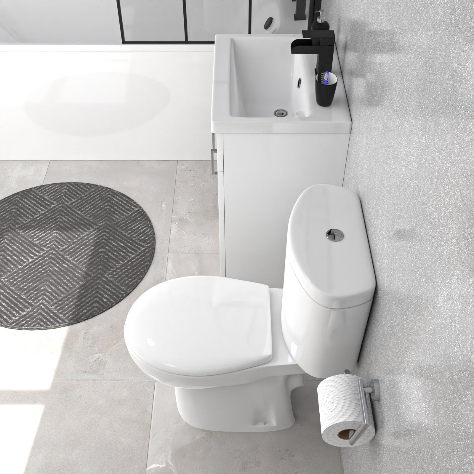 500mm White Floorstanding Basin Vanity and Close Coupled Toilet Set