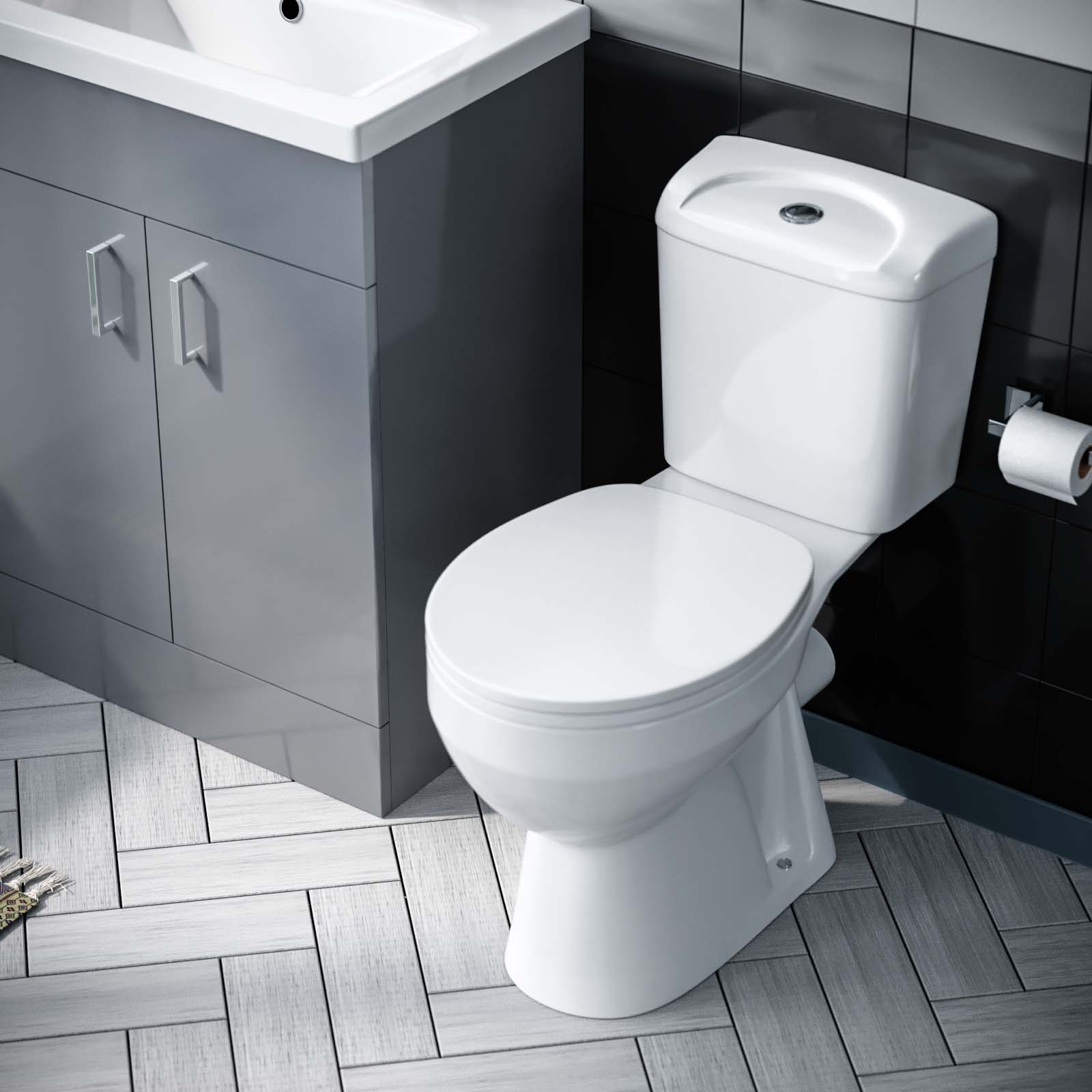 Nanuya Grey 600mm Basin Vanity & WC Toilet Pan