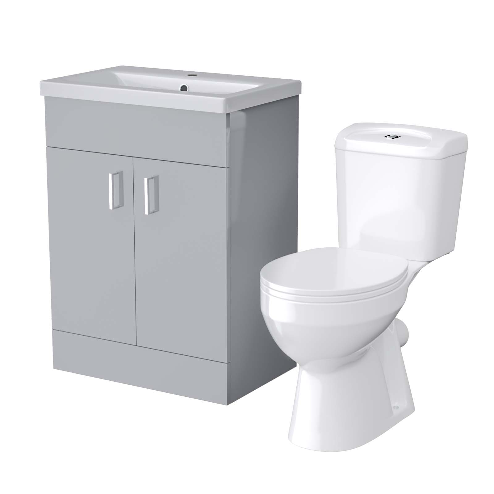 Nanuya Grey 600mm Basin Vanity & WC Toilet Pan
