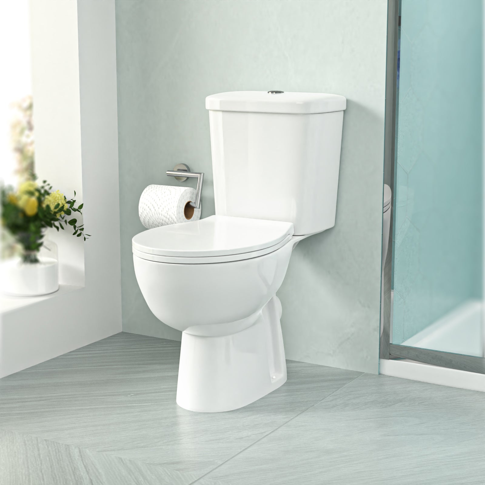 White 450mm Vanity 800mm Quadrant Shower Enclosure Toilet Tray Set